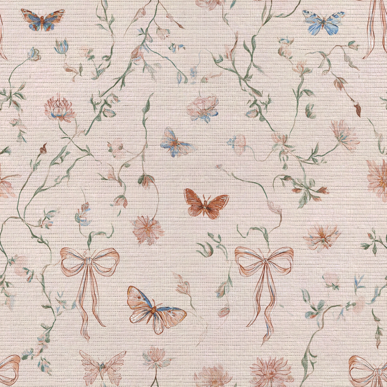 Butterfly Parlour Faux Grasscloth Wallpaper