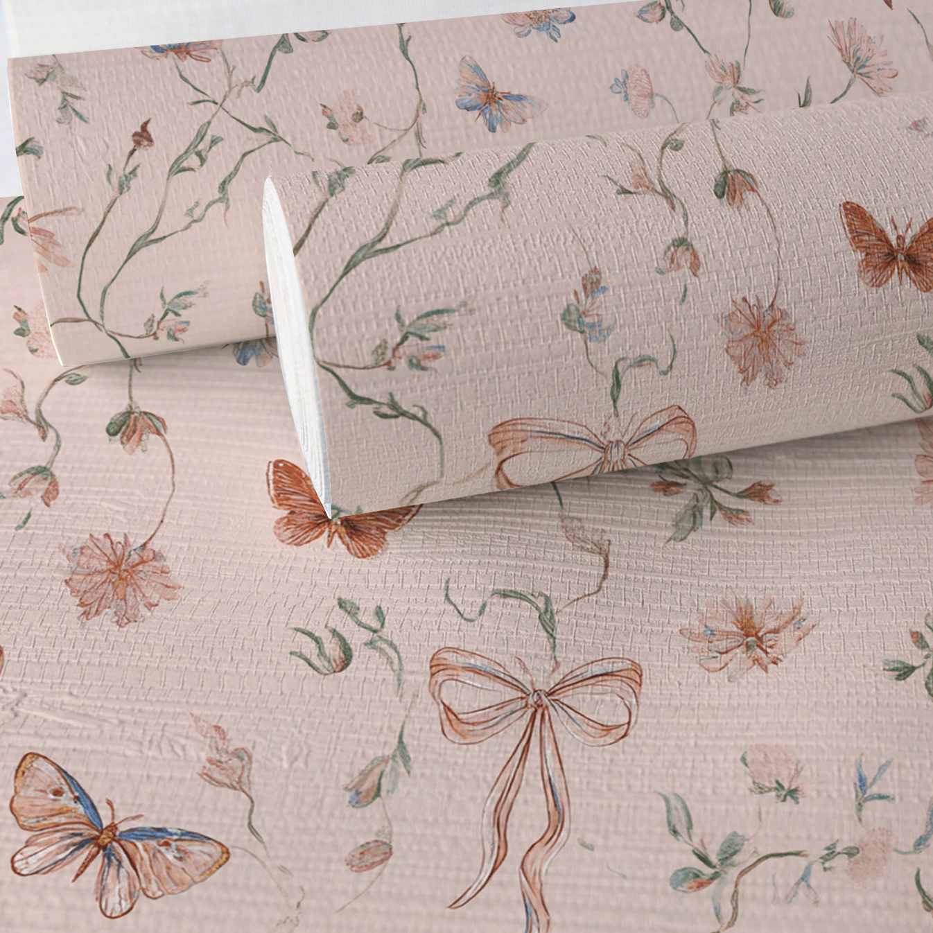 Butterfly Parlour Faux Grasscloth Wallpaper