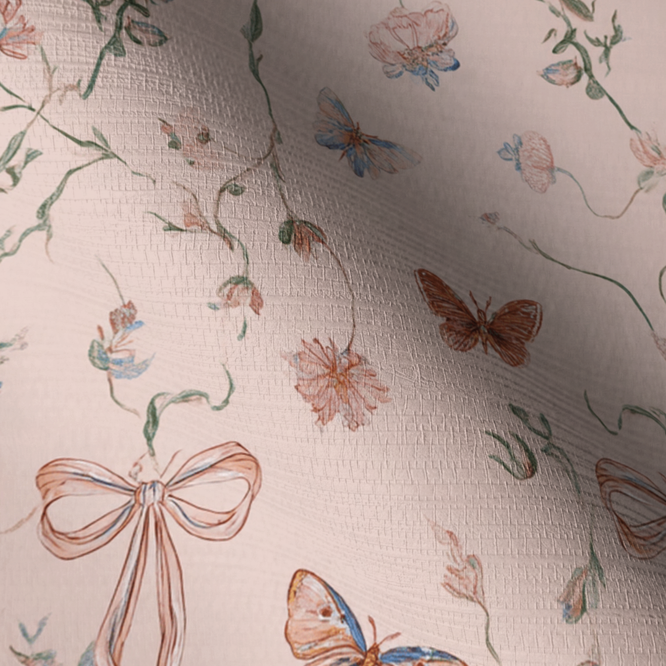 Butterfly Parlour Faux Grasscloth Wallpaper