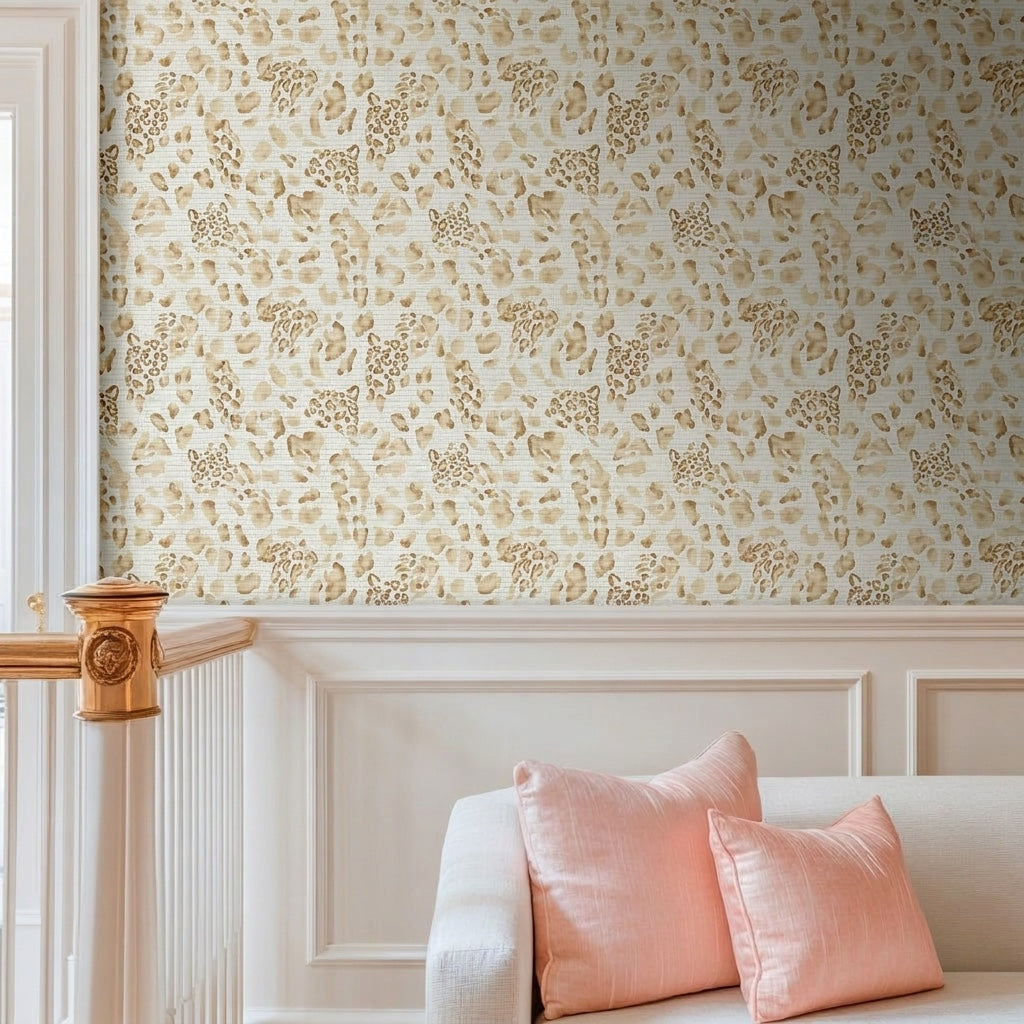 Cheetah Charm Faux Grasscloth Wallpaper