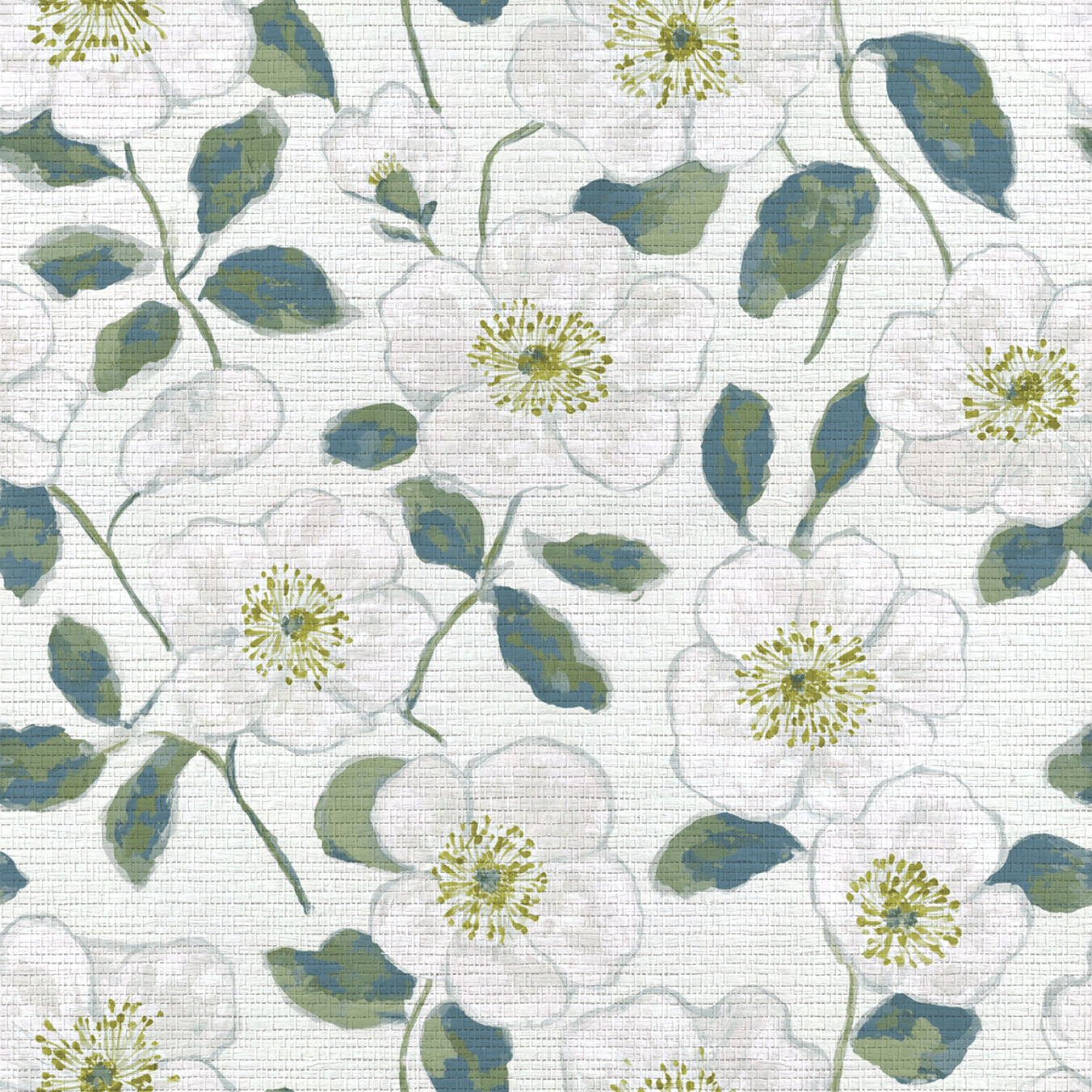 Camellia Coast Faux Grasscloth Wallpaper - Lemon Park