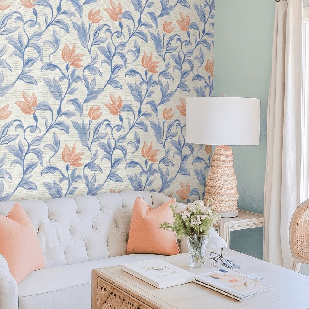 Cameron Faux Grasscloth Wallpaper - Lemon Park