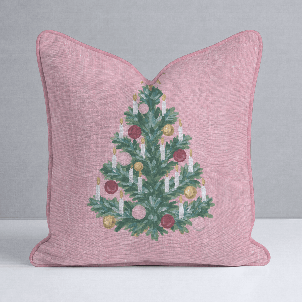 Candlelit Pink Pine Throw Pillow - Lemon Park