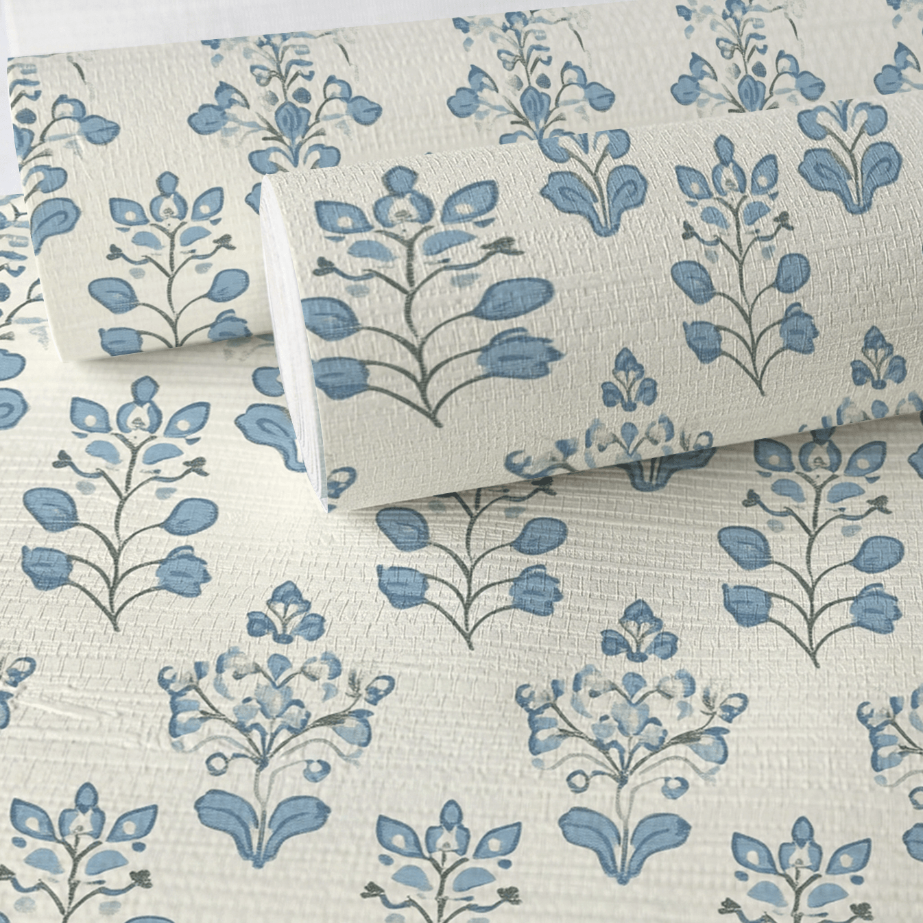 Capri Blue Faux Grasscloth Wallpaper - Lemon Park