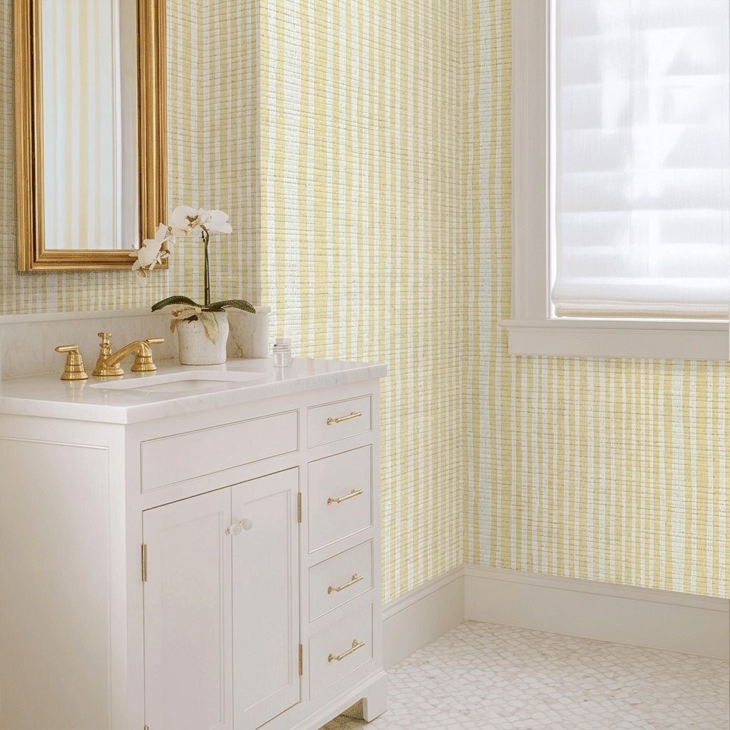 Capri Faux Grasscloth Wallpaper - Lemon Park