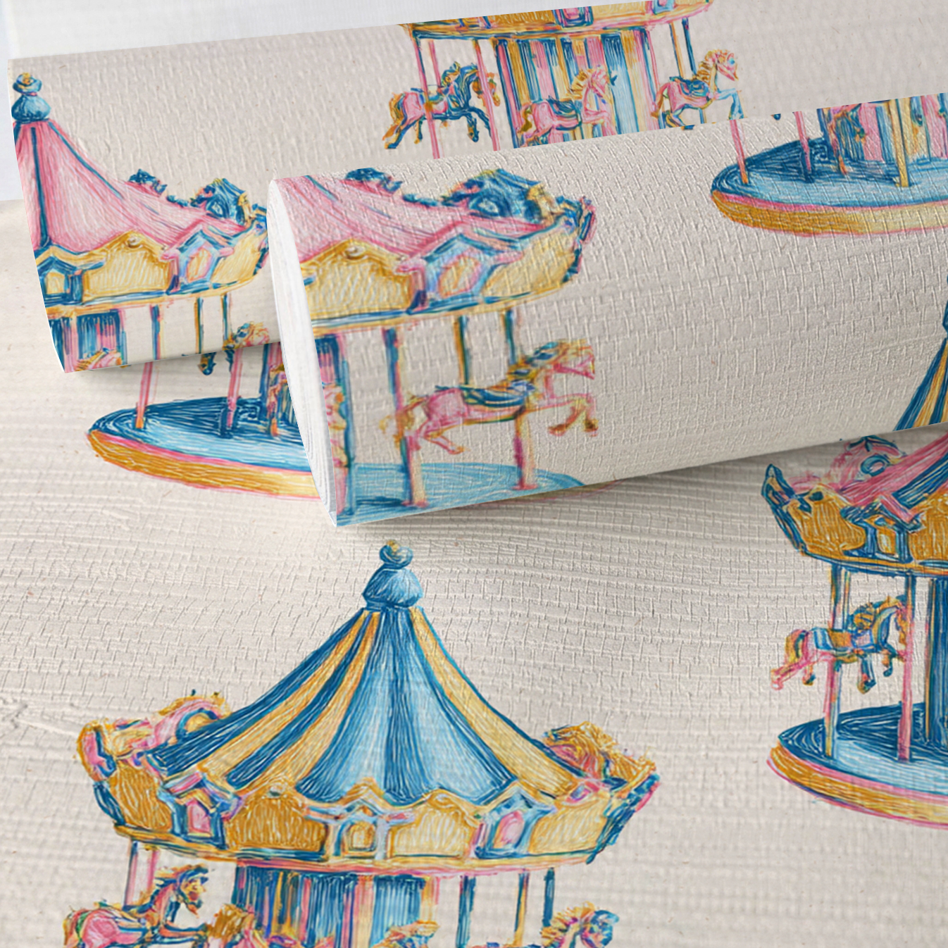 Carousel Dreams Faux Grasscloth Wallpaper - Lemon Park