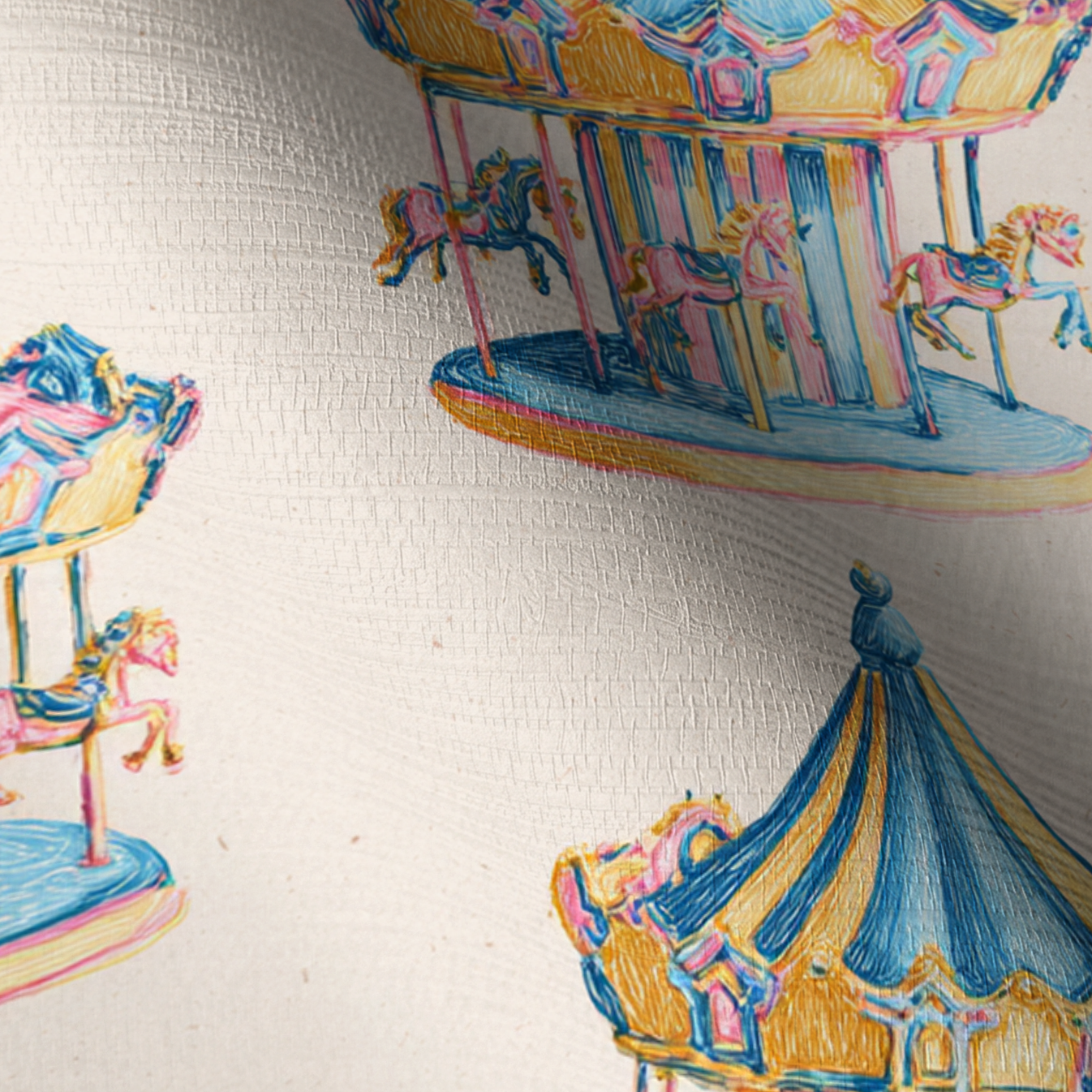Carousel Dreams Faux Grasscloth Wallpaper - Lemon Park