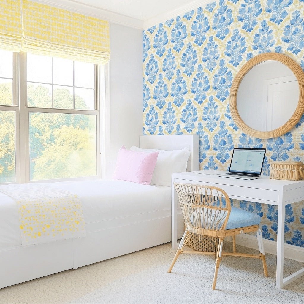 Carrie Faux Grasscloth Wallpaper - Lemon Park