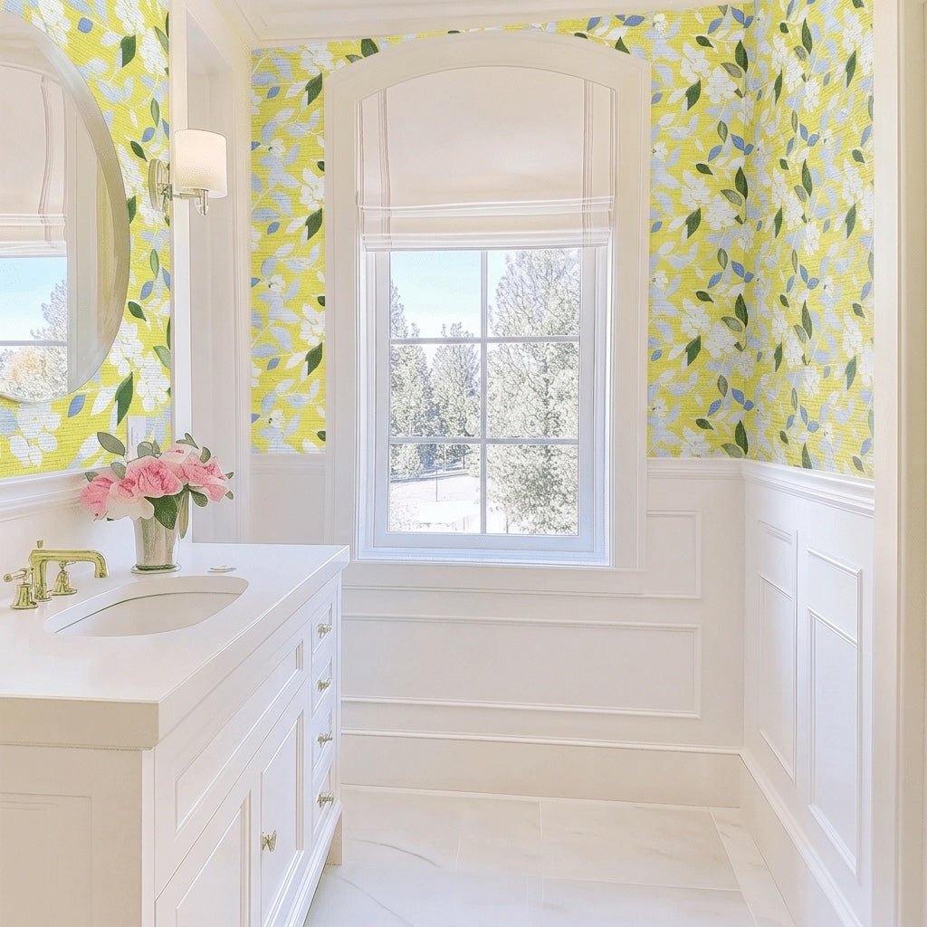 Carter Faux Grasscloth Wallpaper - Lemon Park