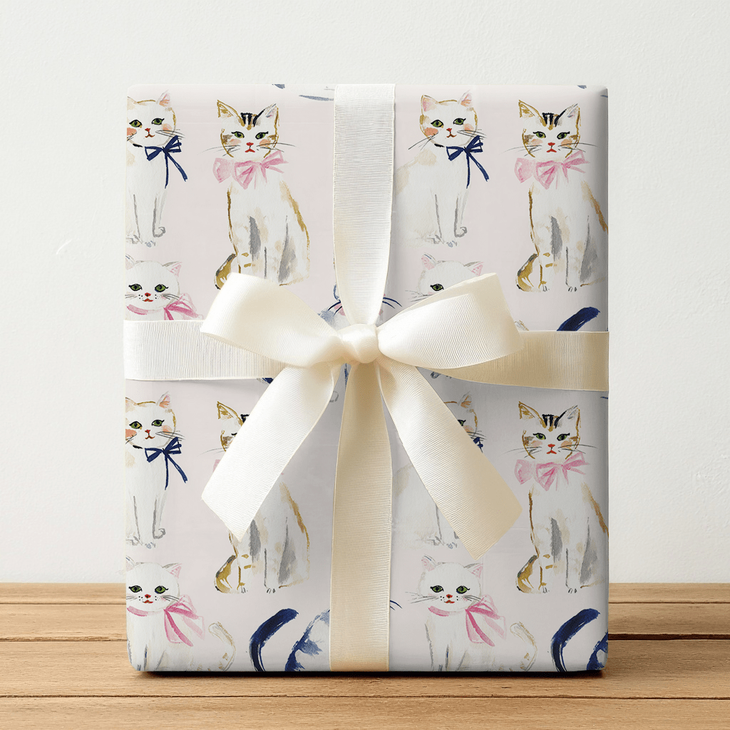 Cats with Bows - Wrapping Paper - Lemon Park