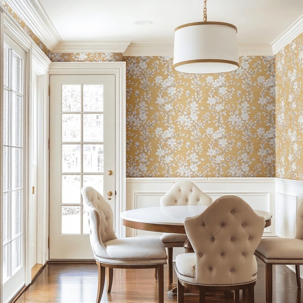 Celeste Faux Grasscloth Wallpaper - Lemon Park