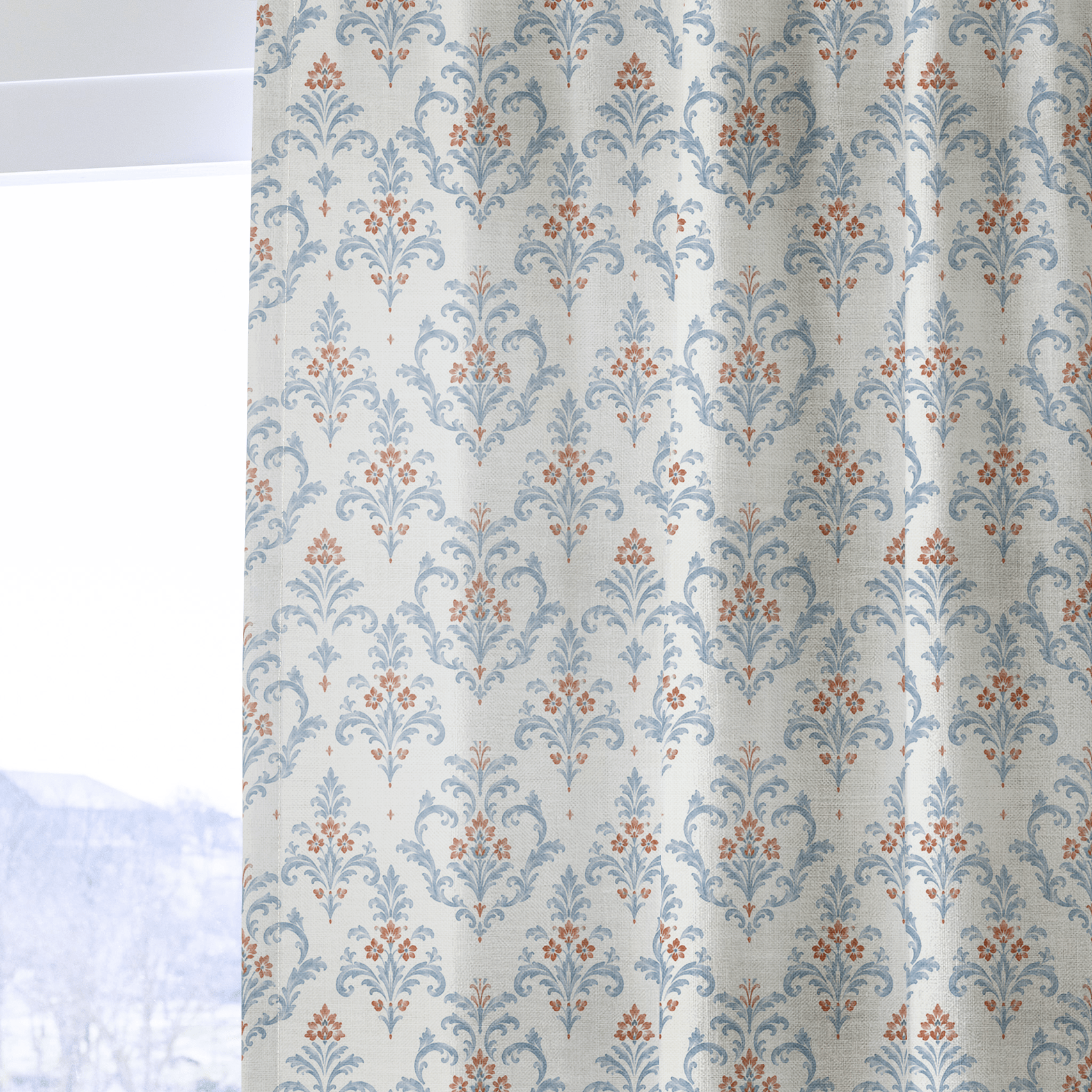 Chambray Tiles European Damask - Drapery - Lemon Park