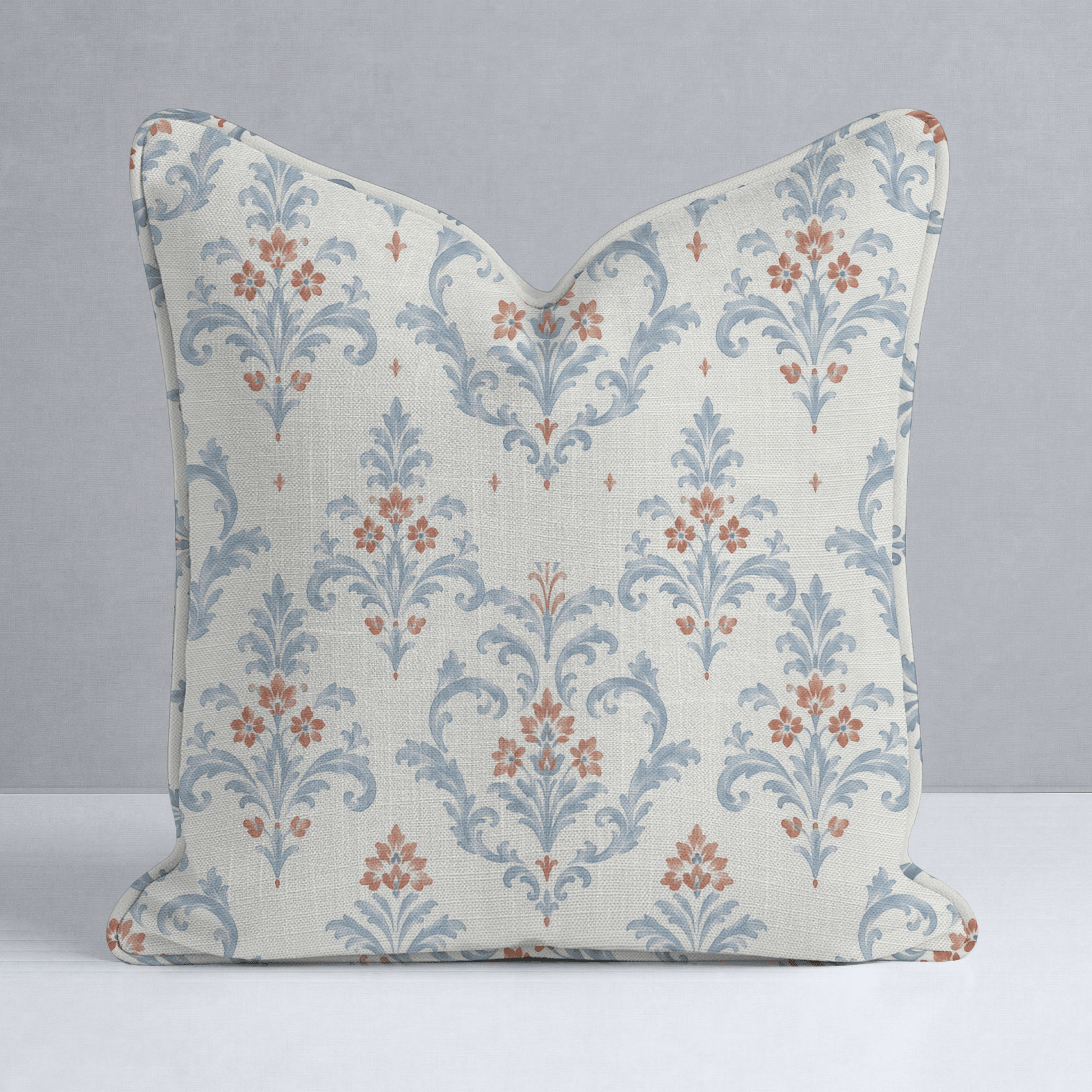 Chambray Tiles European Damask Throw Pillow - Lemon Park