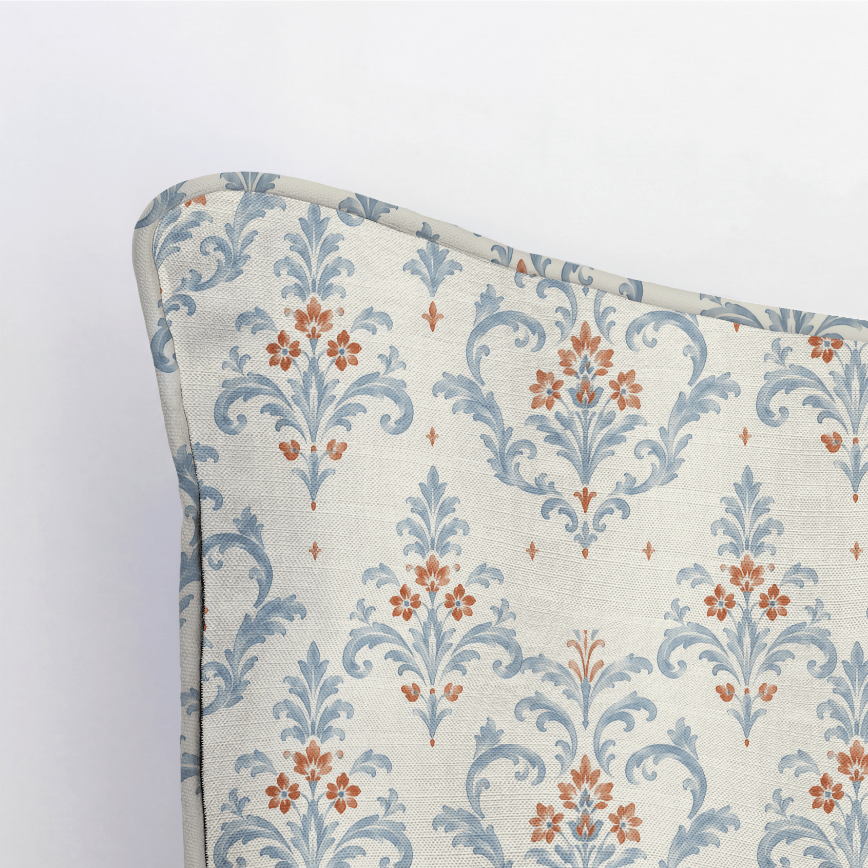 Chambray Tiles European Damask Throw Pillow - Lemon Park