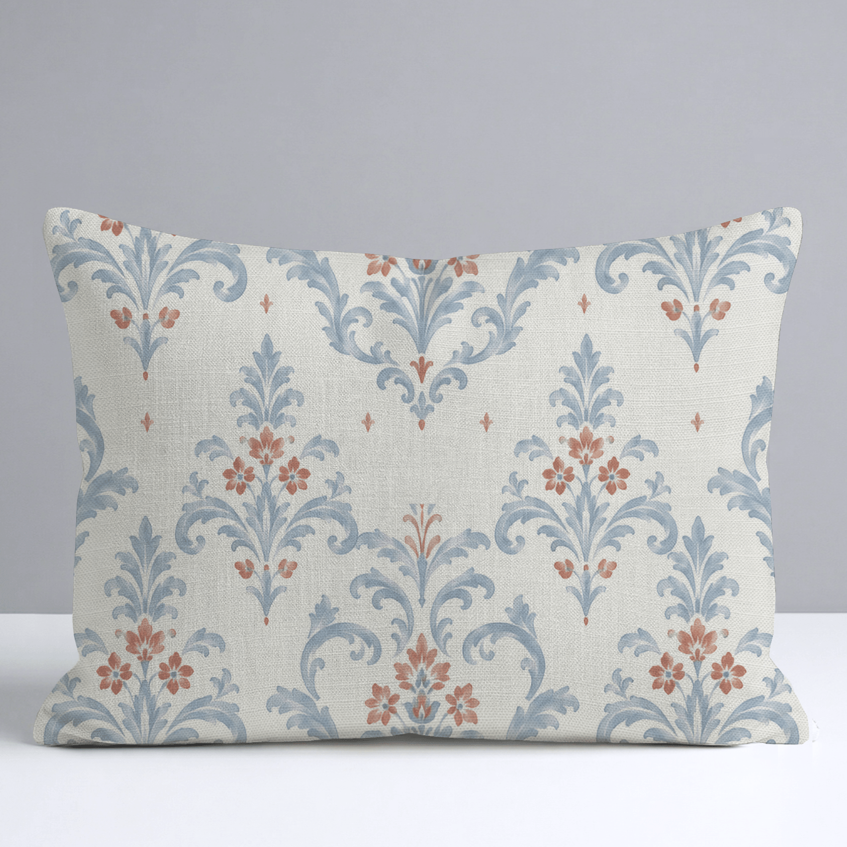 Chambray Tiles European Damask Throw Pillow - Lemon Park
