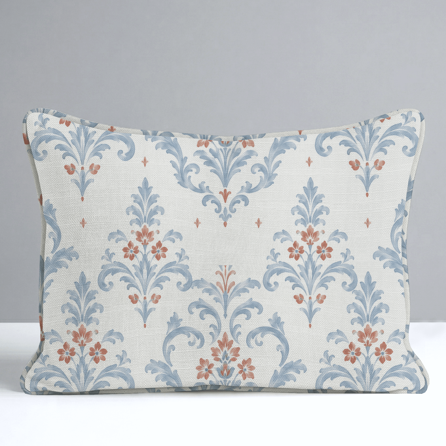 Chambray Tiles European Damask Throw Pillow - Lemon Park