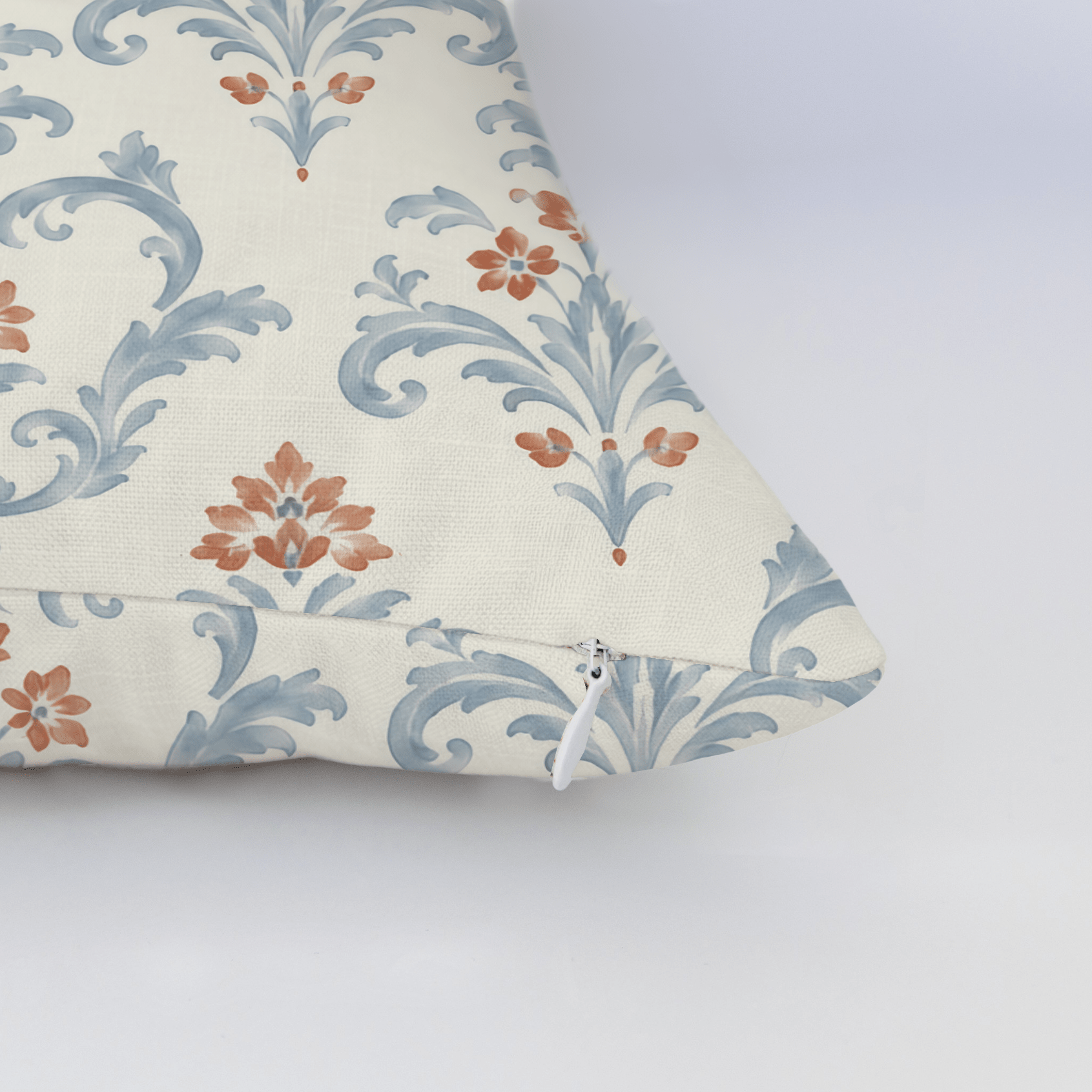 Chambray Tiles European Damask Throw Pillow - Lemon Park