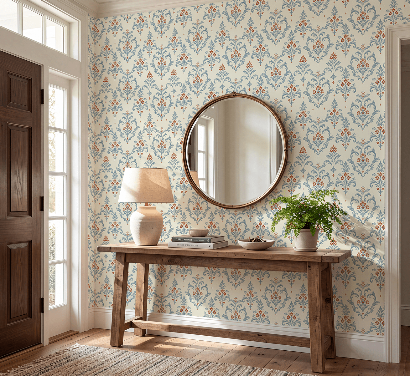 Chambray Tiles European Damask Wallpaper - Lemon Park