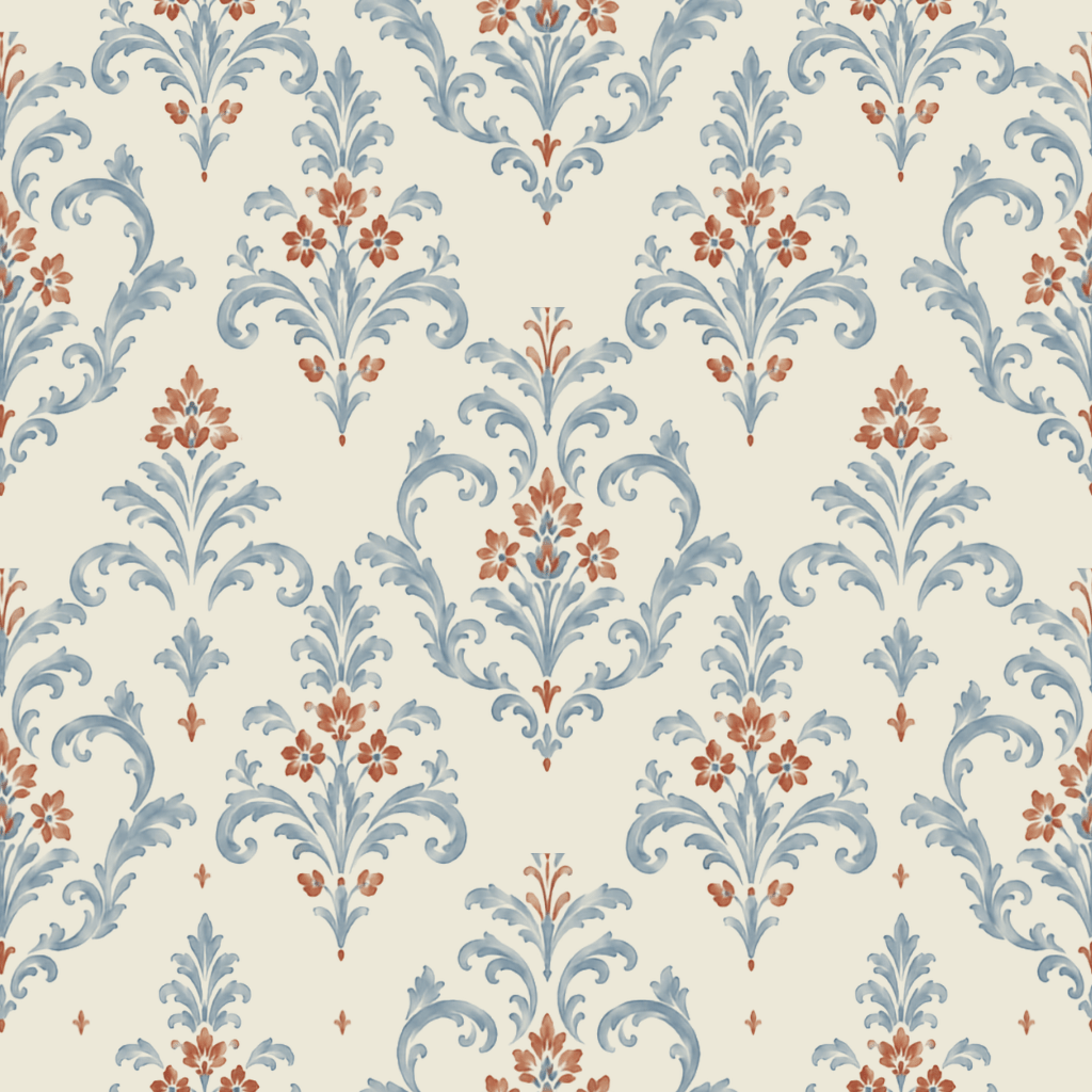Chambray Tiles European Damask Wallpaper - Lemon Park