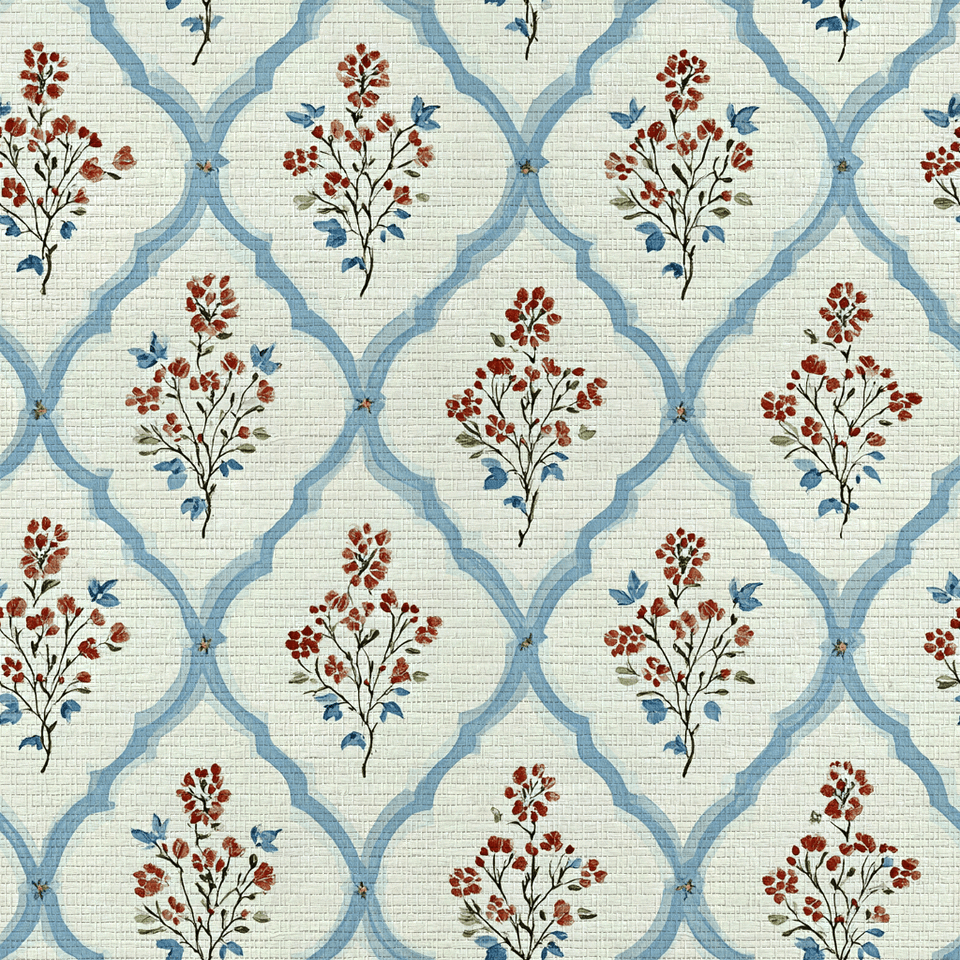 Chambray Tiles Faux Grasscloth Wallpaper - Lemon Park