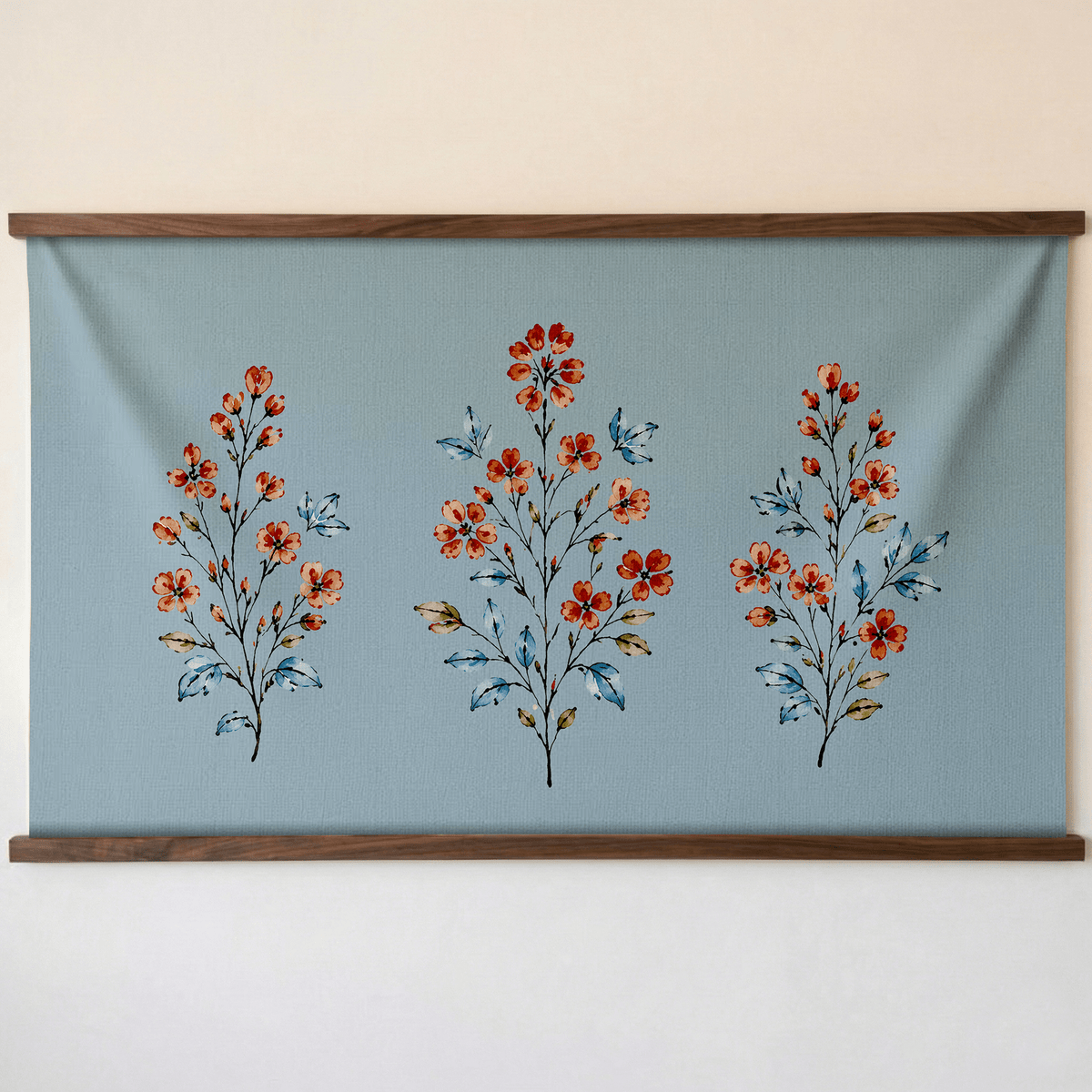 Chambray Tiles French Blue Bouquet Study - Tapestry - Lemon Park