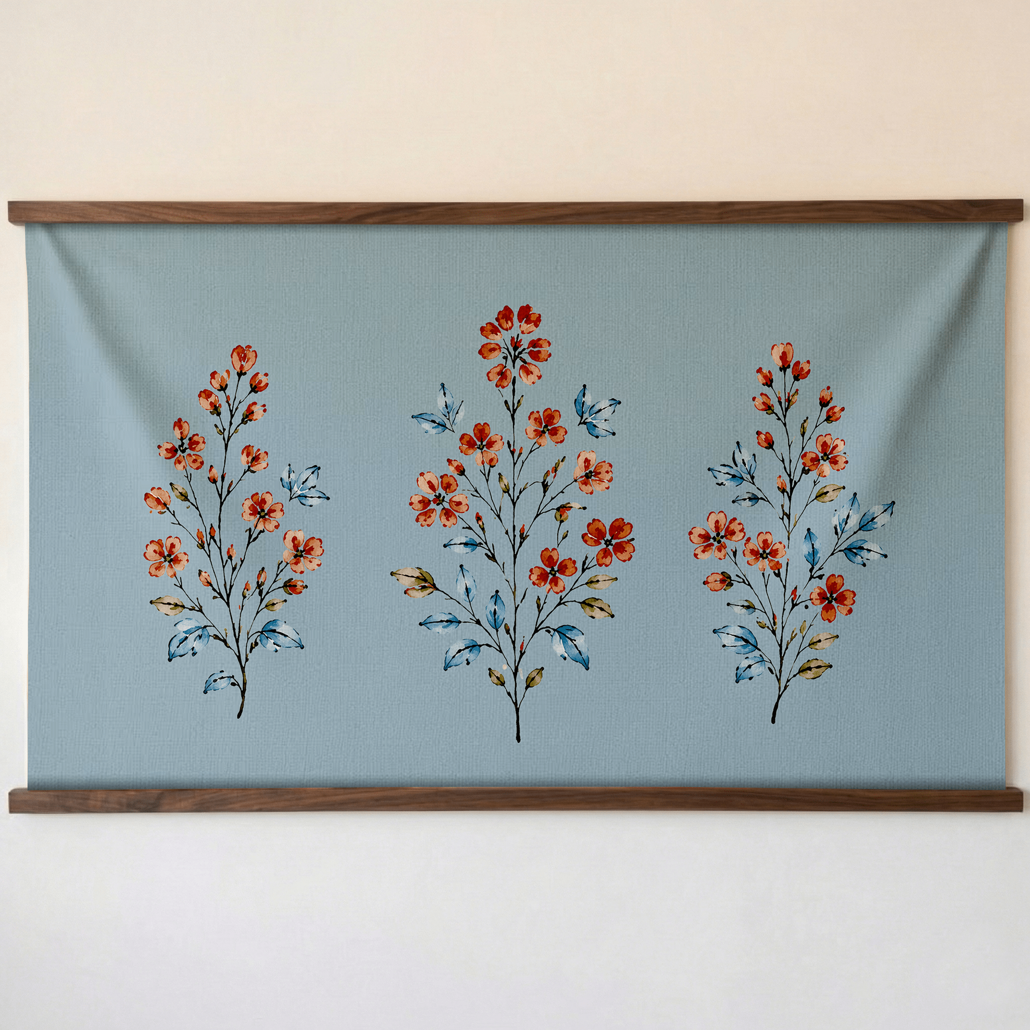 Chambray Tiles French Blue Bouquet Study - Tapestry - Lemon Park