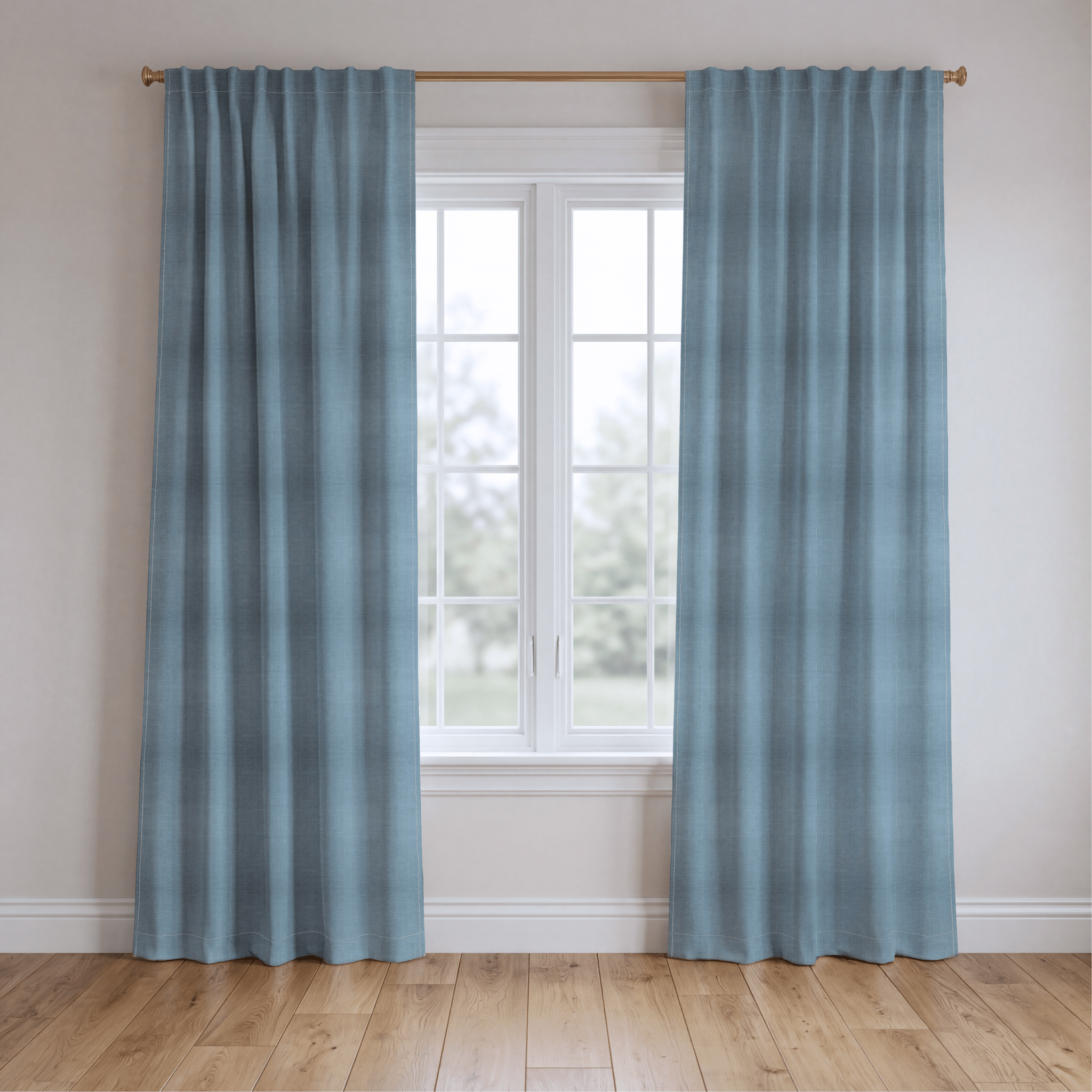 Chambray Tiles French Blue - Drapery - Lemon Park