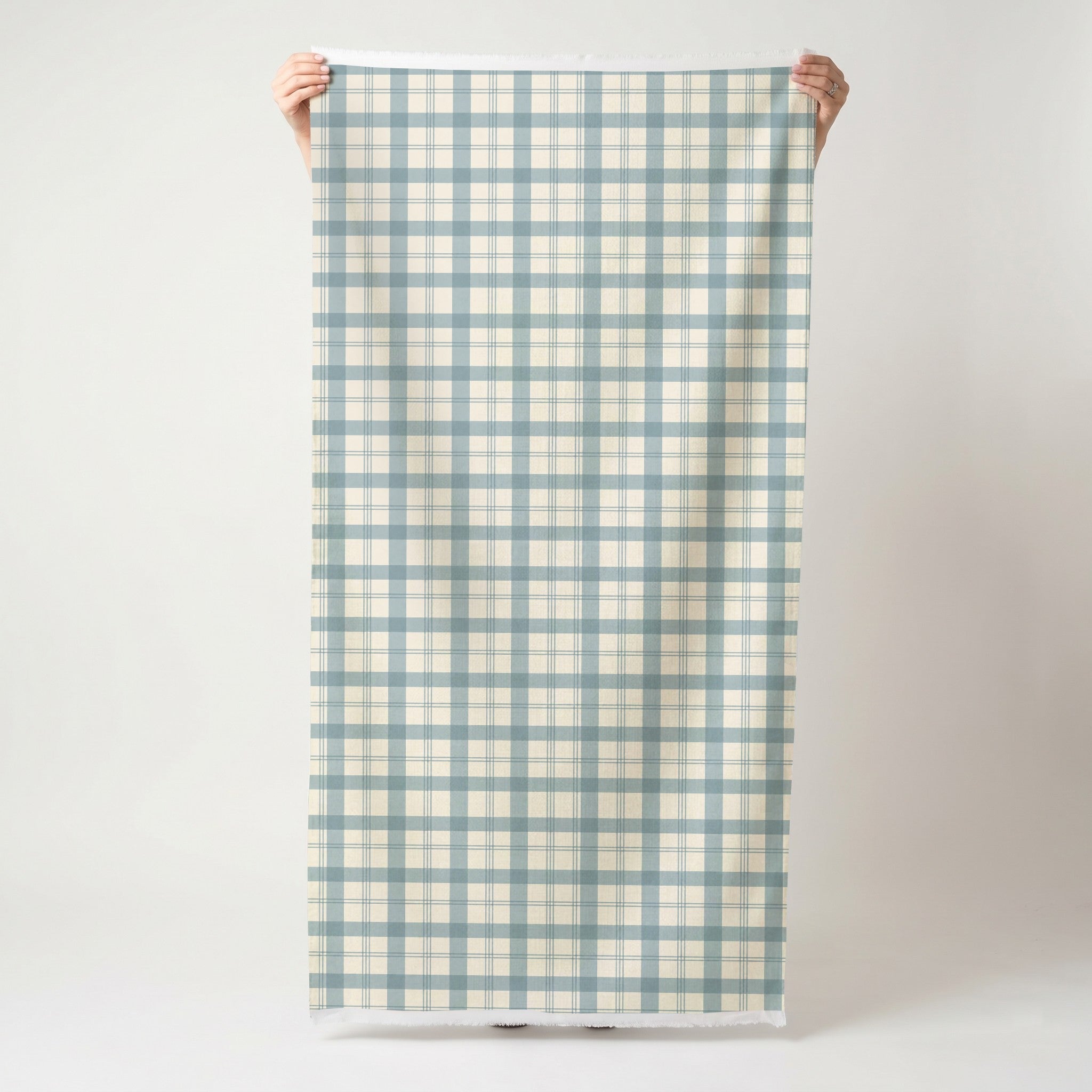 Chambray Tiles French Blue Plaid - Fabric - Lemon Park