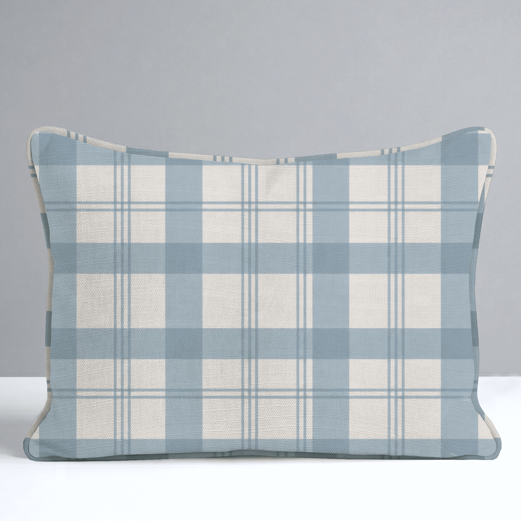 Chambray Tiles French Blue Plaid Throw Pillow - Lemon Park