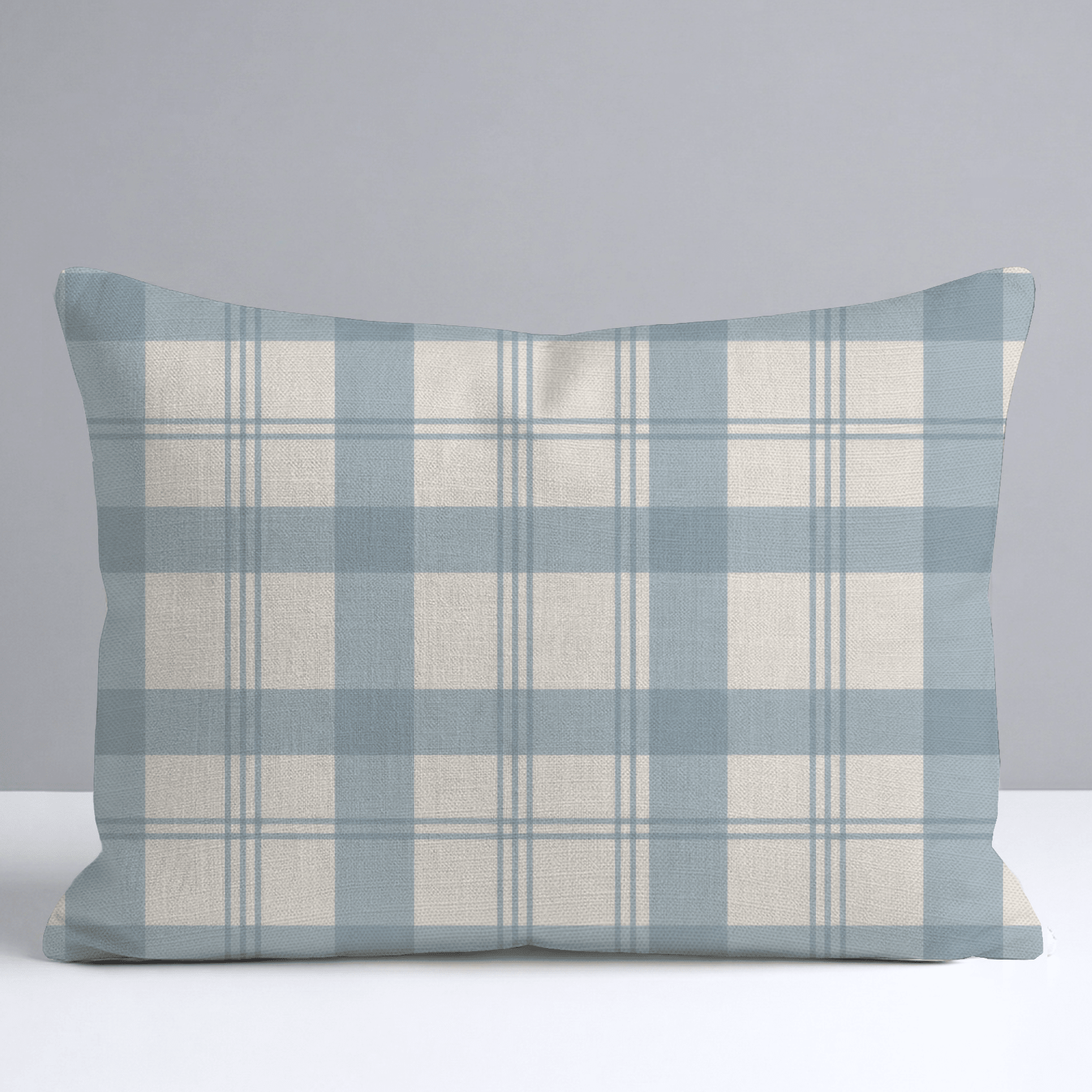 Chambray Tiles French Blue Plaid Throw Pillow - Lemon Park