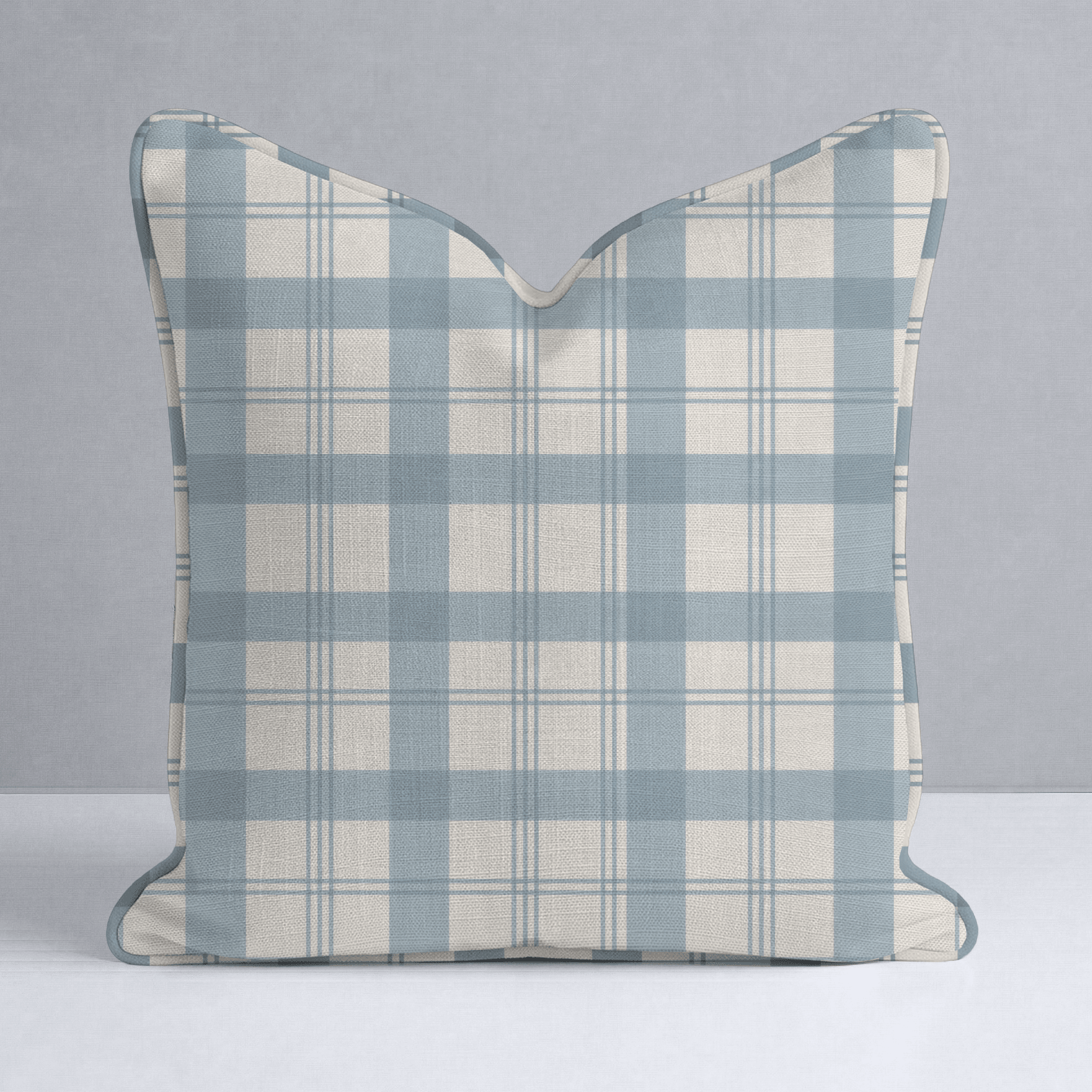 Chambray Tiles French Blue Plaid Throw Pillow - Lemon Park