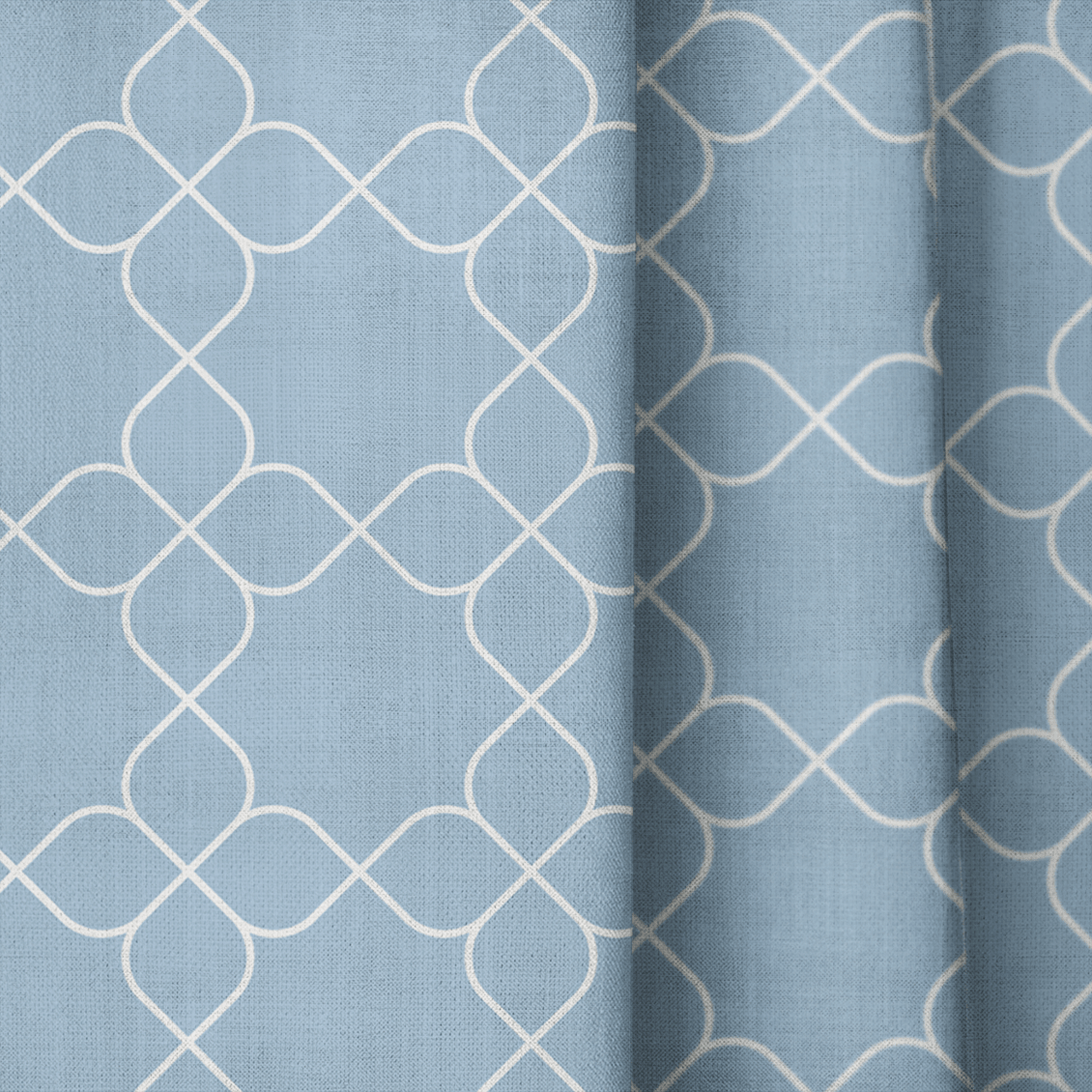 Chambray Tiles French Blue Trellis - Drapery - Lemon Park