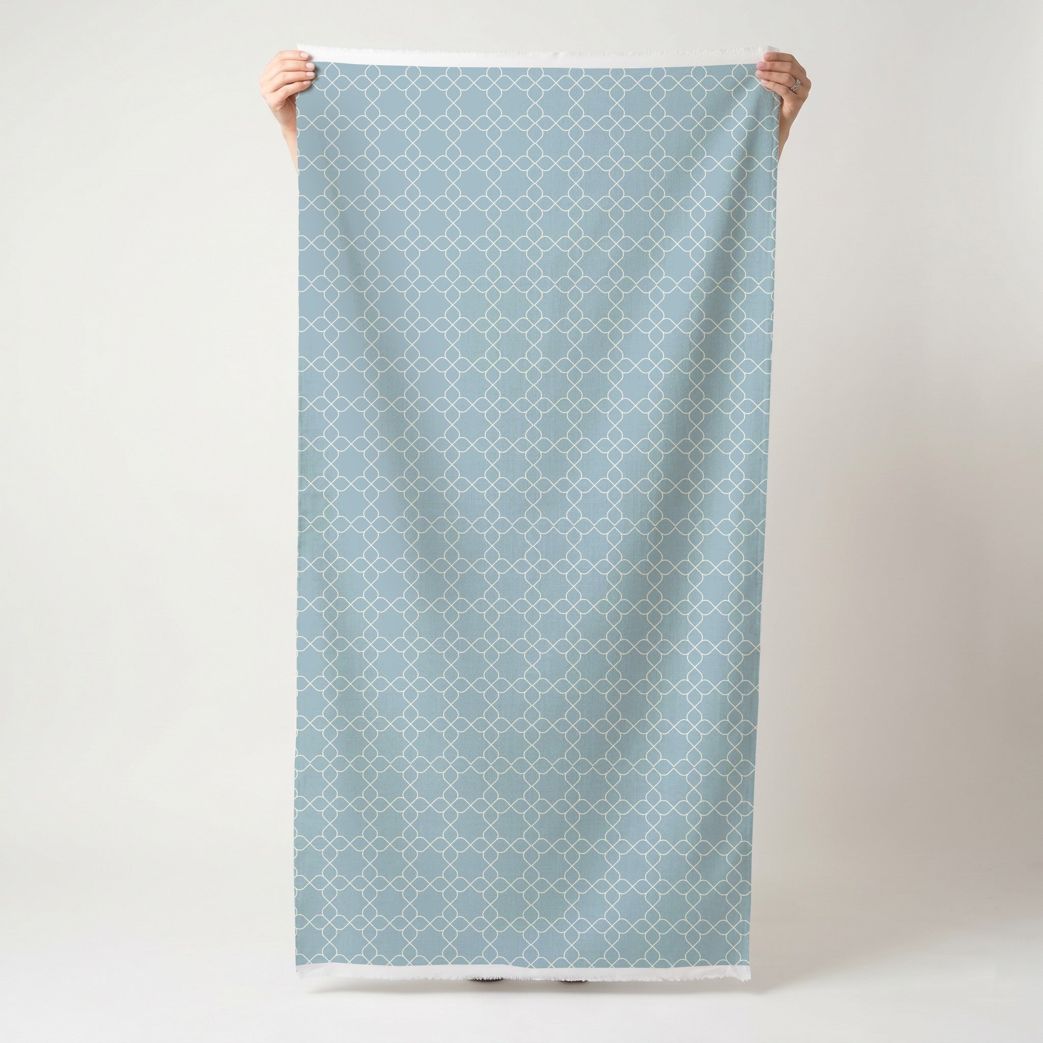 Chambray Tiles French Blue Trellis - Fabric - Lemon Park