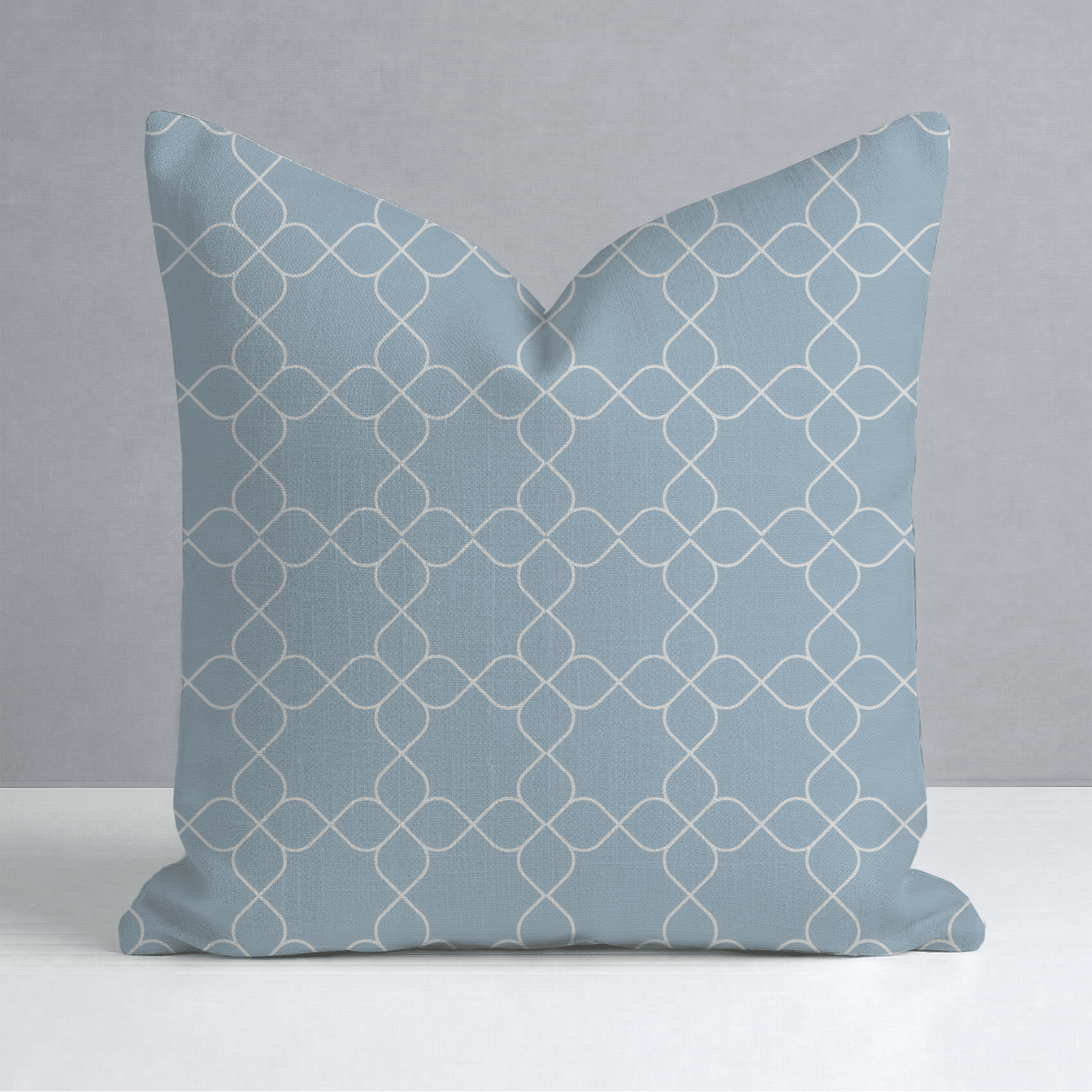 Chambray Tiles French Blue Trellis Throw Pillow - Lemon Park
