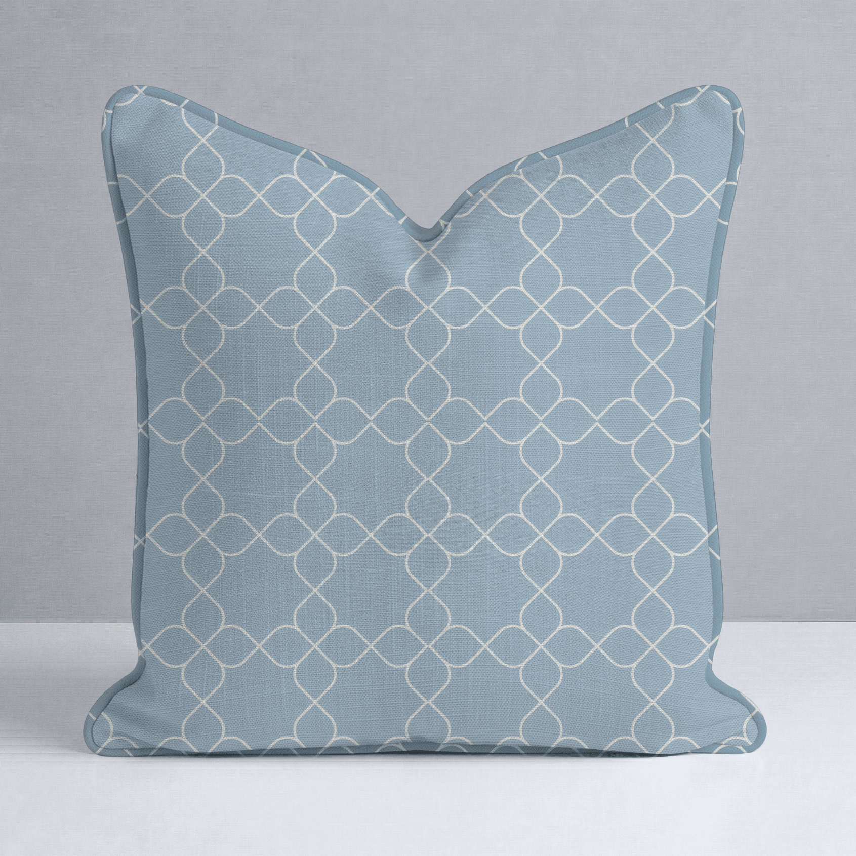 Chambray Tiles French Blue Trellis Throw Pillow - Lemon Park