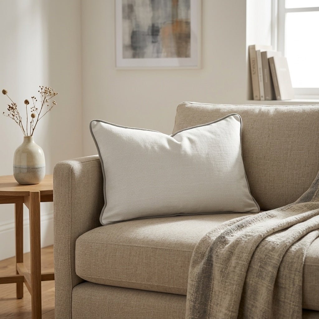 Chambray Tiles Linen Throw Pillow - Lemon Park