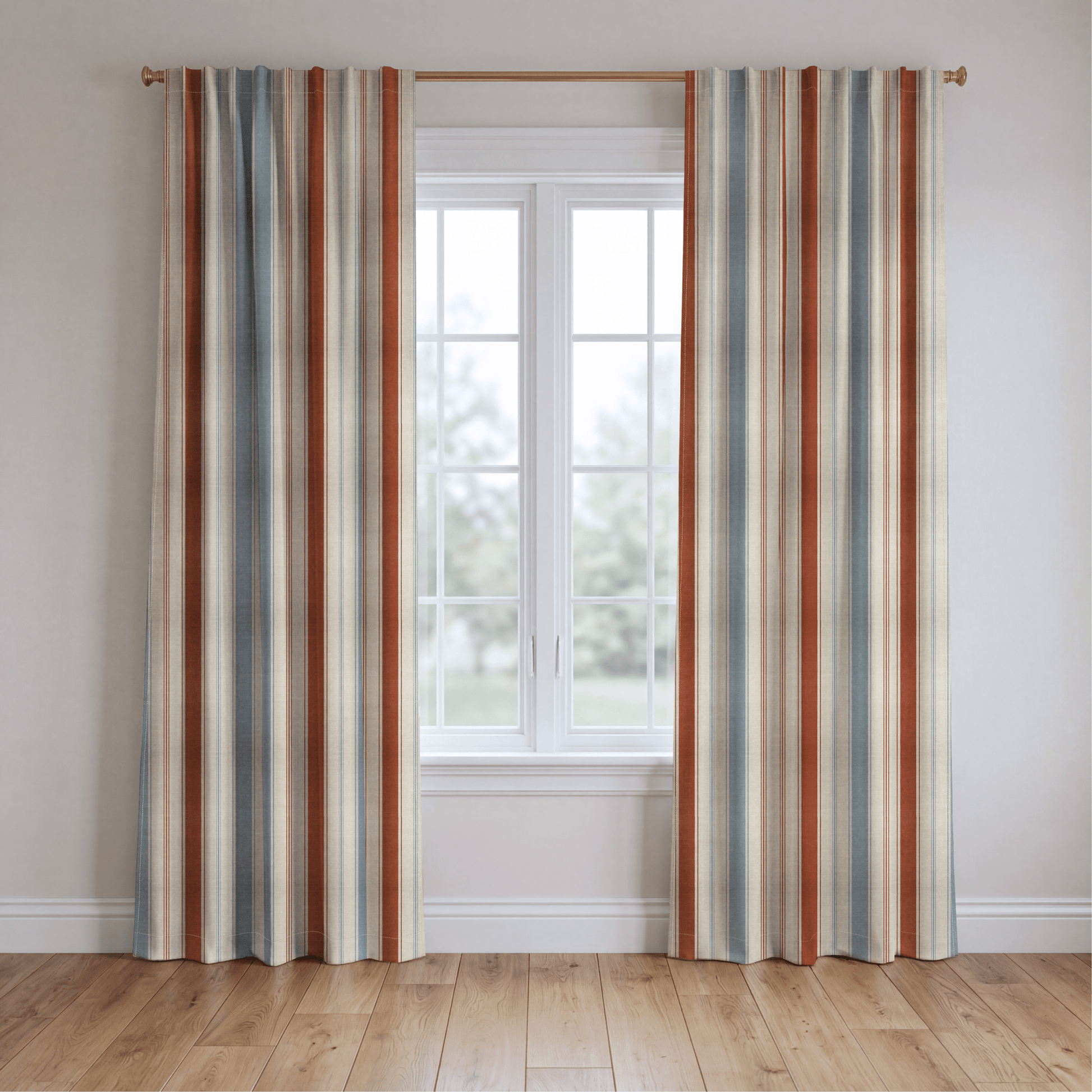 Chambray Tiles Stripes - Drapery - Lemon Park
