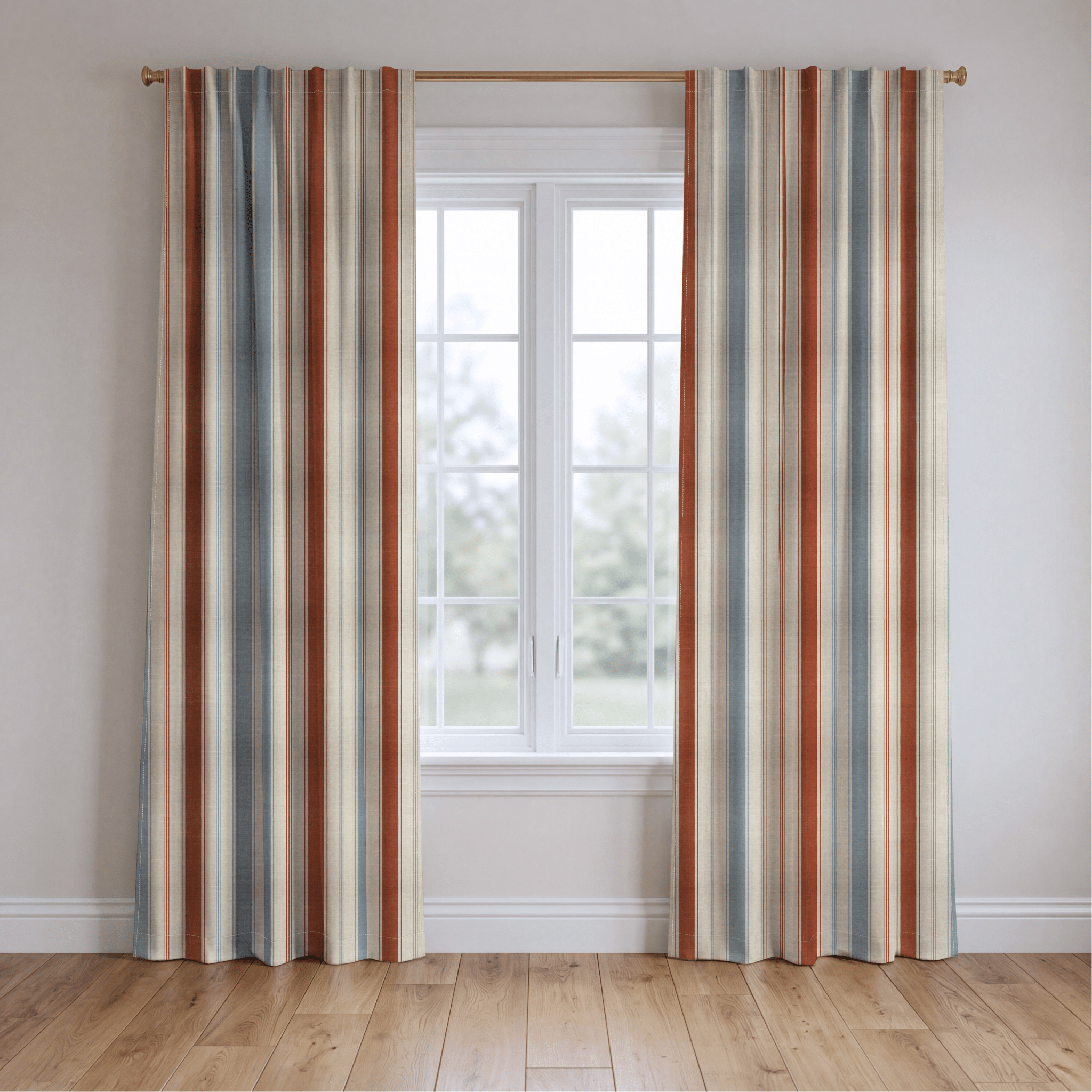 Chambray Tiles Stripes - Drapery - Lemon Park
