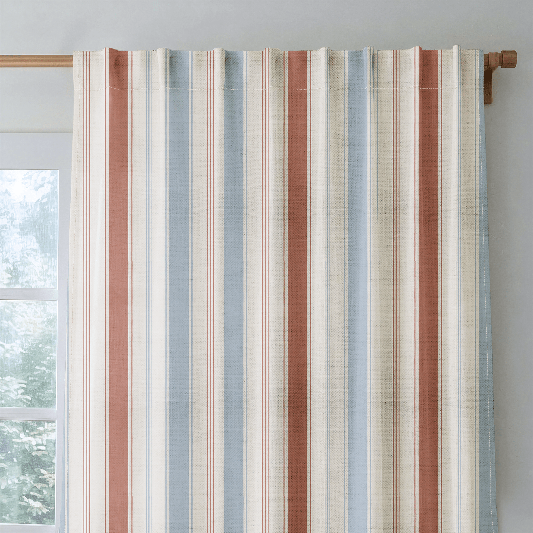 Chambray Tiles Stripes - Drapery - Lemon Park