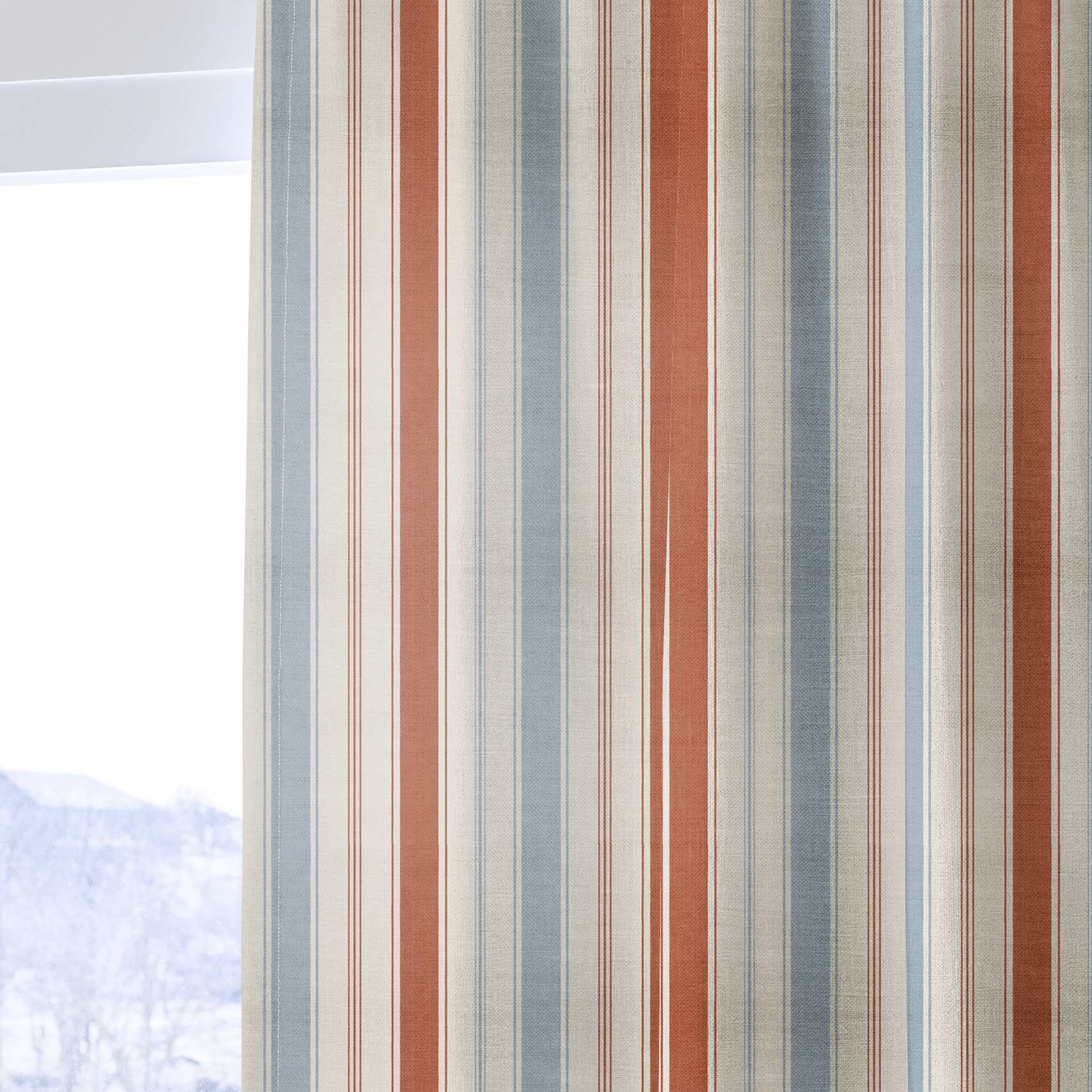 Chambray Tiles Stripes - Drapery - Lemon Park