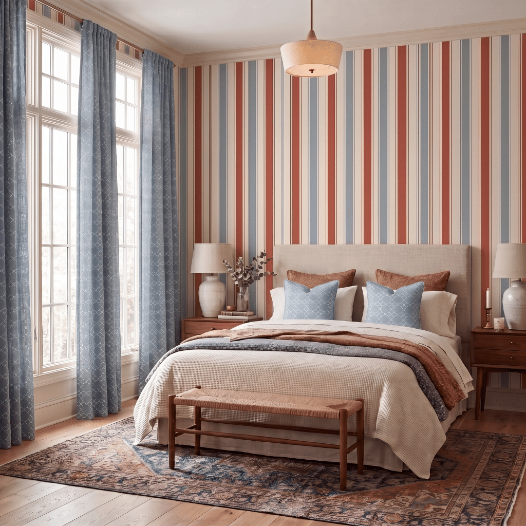 Chambray Tiles Stripes Wallpaper - Lemon Park