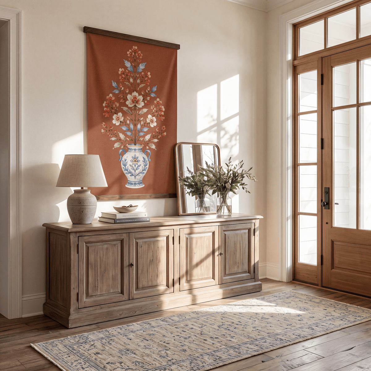 Chambray Tiles Terracotta Conservatory Study - Tapestry - Lemon Park