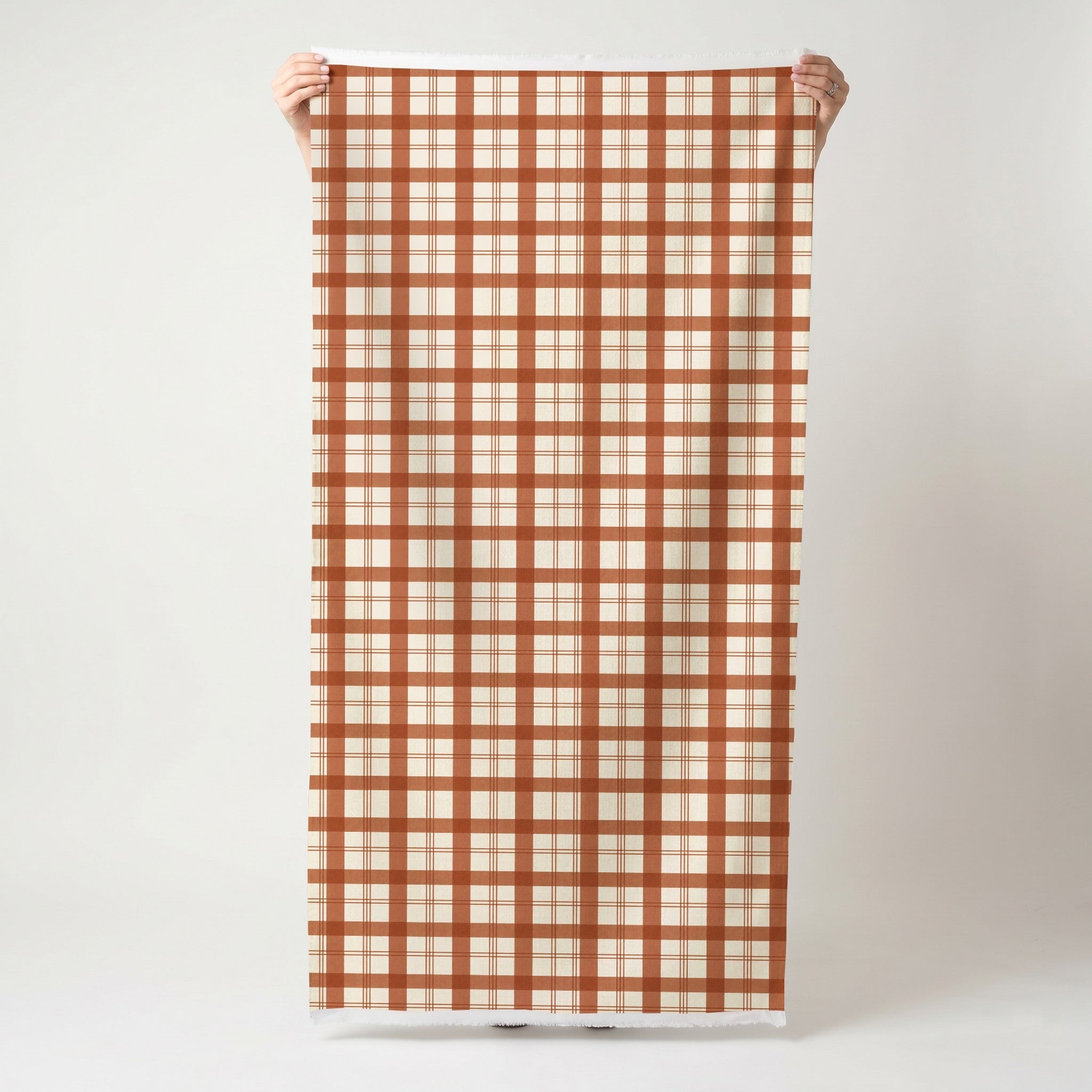 Chambray Tiles Terracotta Plaid - Fabric - Lemon Park