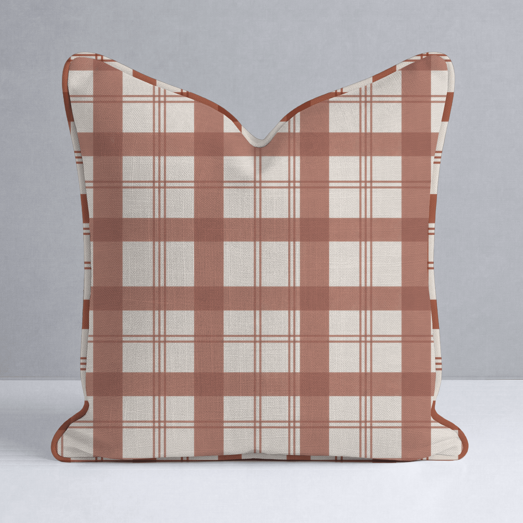 Chambray Tiles Terracotta Plaid Throw Pillow - Lemon Park