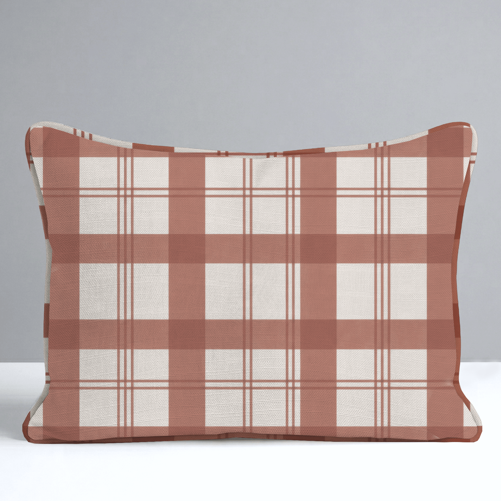 Chambray Tiles Terracotta Plaid Throw Pillow - Lemon Park
