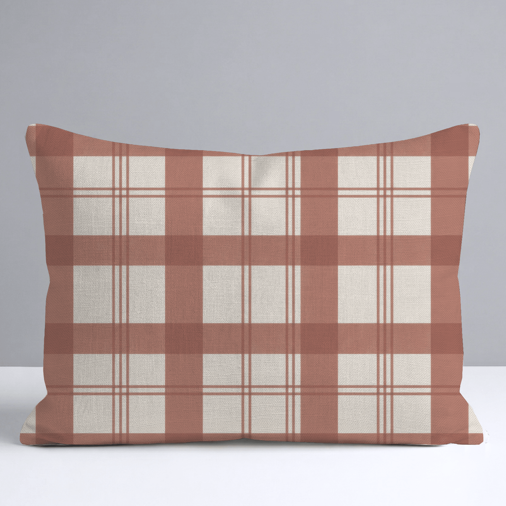 Chambray Tiles Terracotta Plaid Throw Pillow - Lemon Park