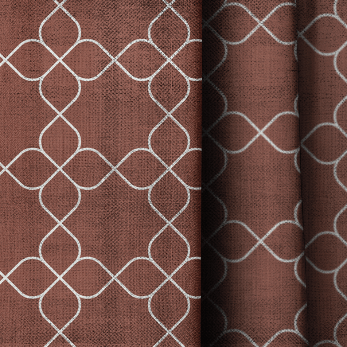 Chambray Tiles Terracotta Trellis - Drapery - Lemon Park