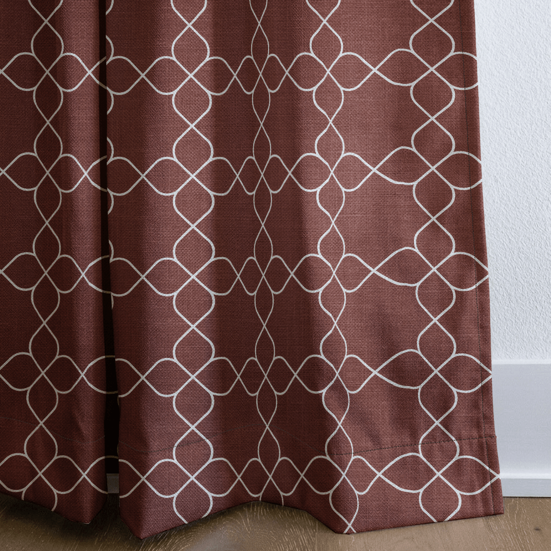Chambray Tiles Terracotta Trellis - Drapery - Lemon Park