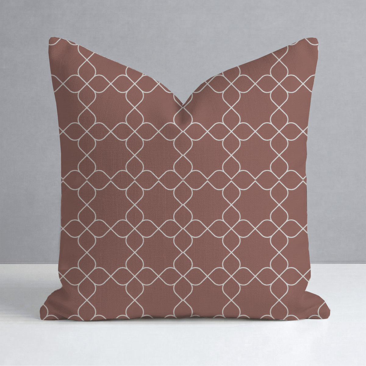 Chambray Tiles Terracotta Trellis Throw Pillow - Lemon Park
