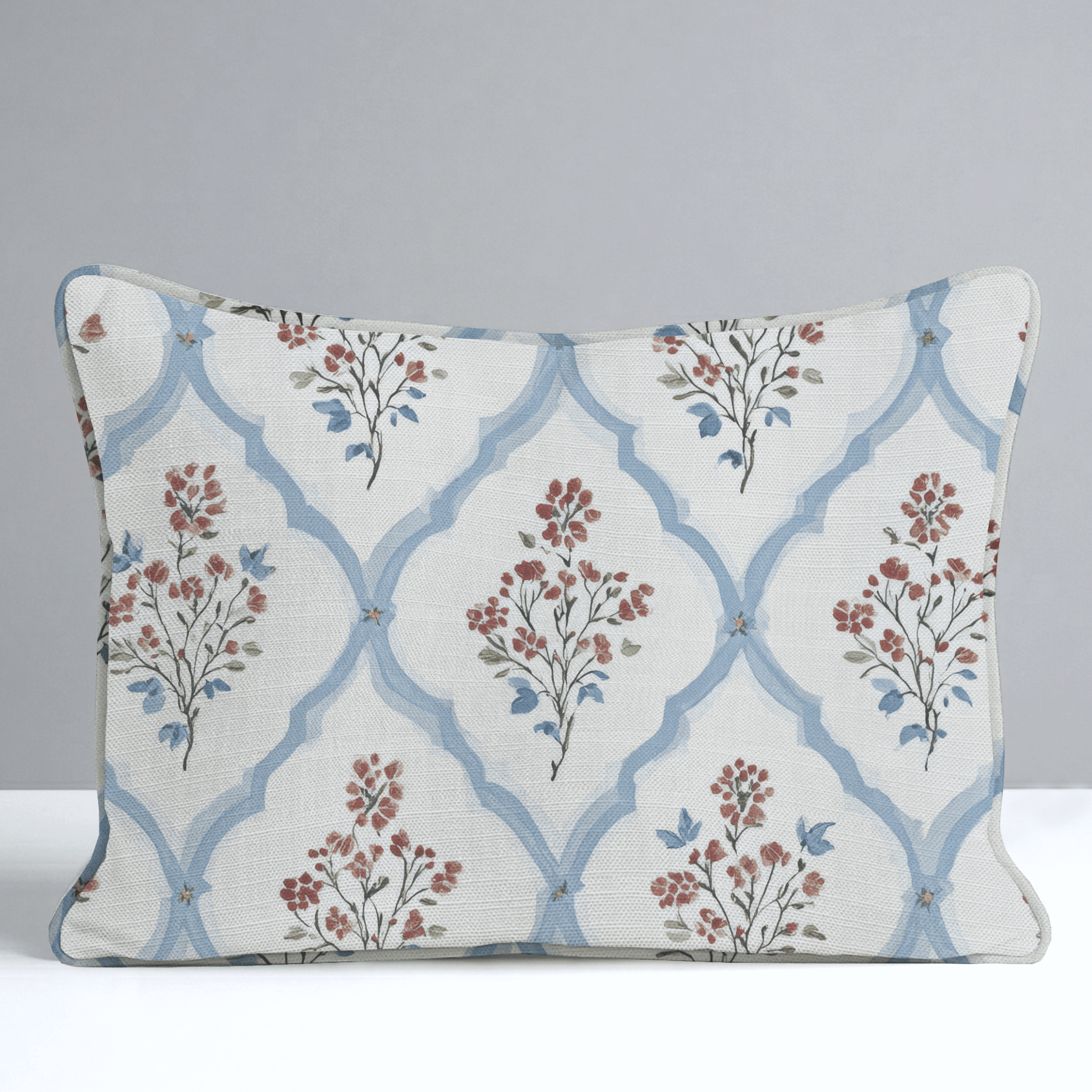 Chambray Tiles Throw Pillow - Lemon Park